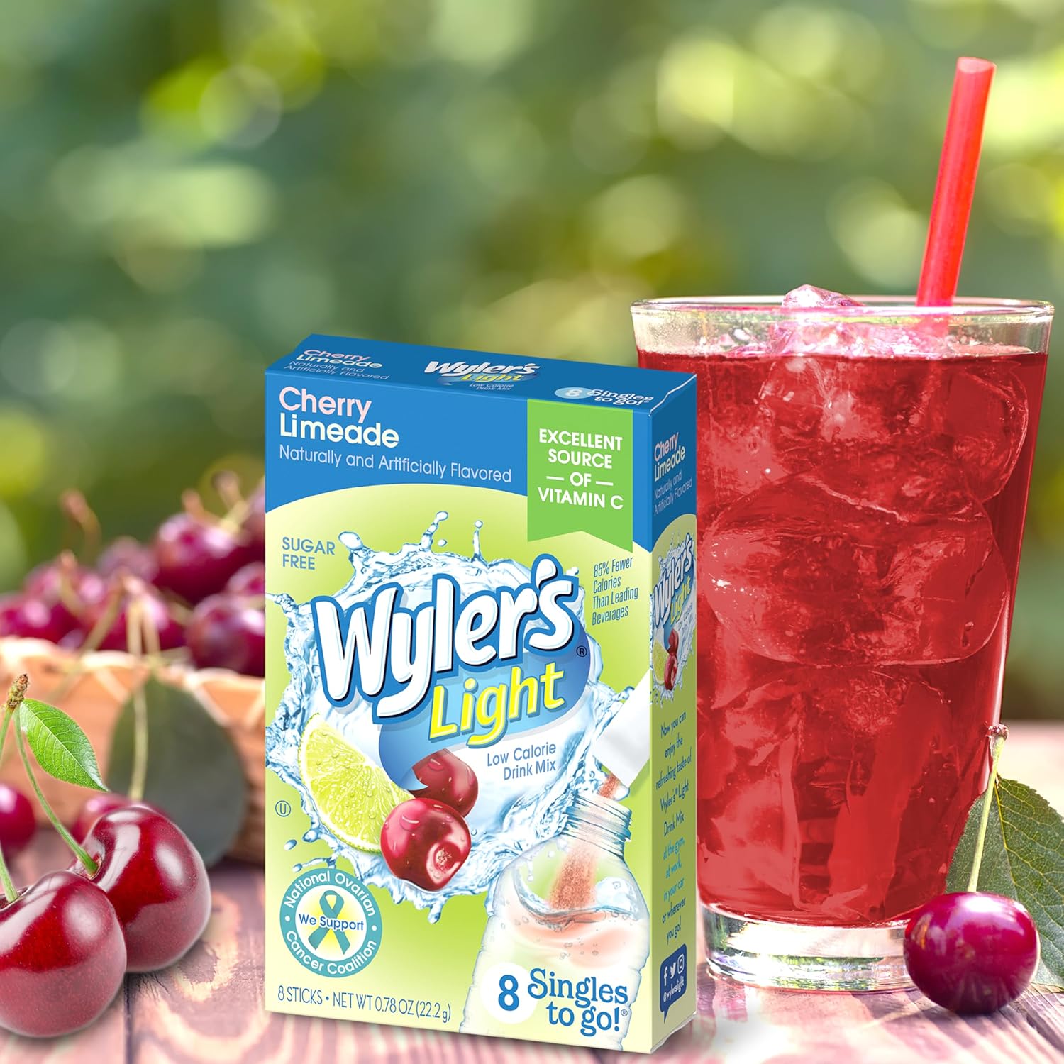 Wyler's Light Cherry Limeade Singles To Go Drink Mix Cherry Limeade, 1 box with 8 count