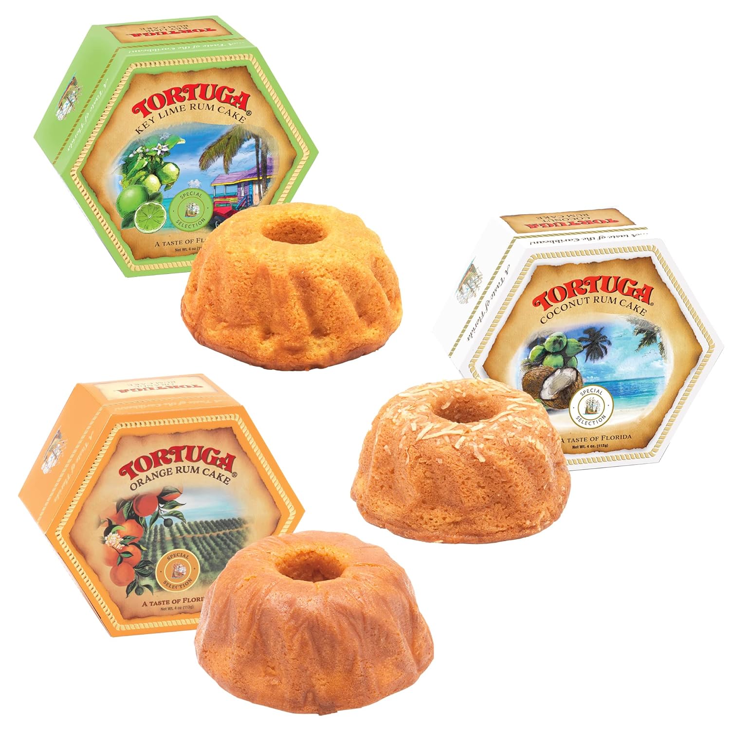 TORTUGA Provenance Rum Cake Variety Pack – 4 oz. - 6 Pack - The Perfect Premium Gourmet Gift for Stocking Stuffers, Gift Baskets