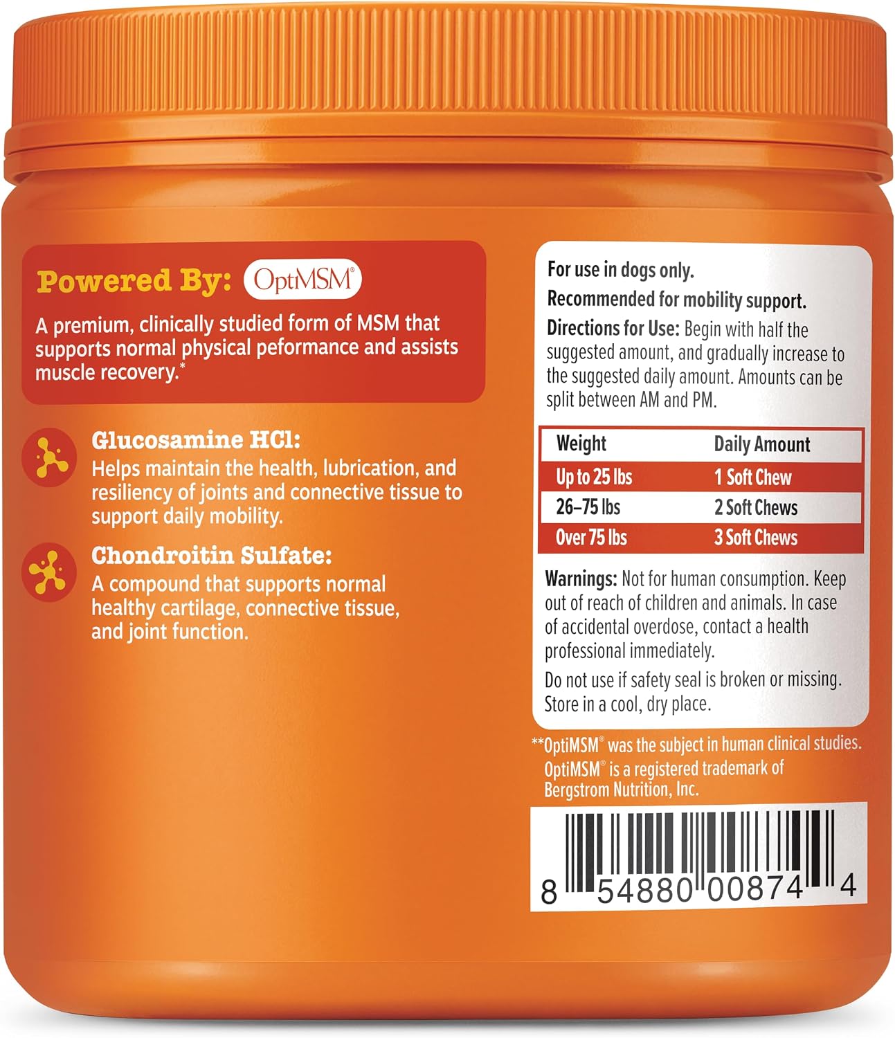 Zesty Paws Hip and Joint Supplement for Dogs - Glucosamine with Chondroitin, MSM, Vitamins C and E Dog Joint Relief - Mobility Bites Duck – 90 Count