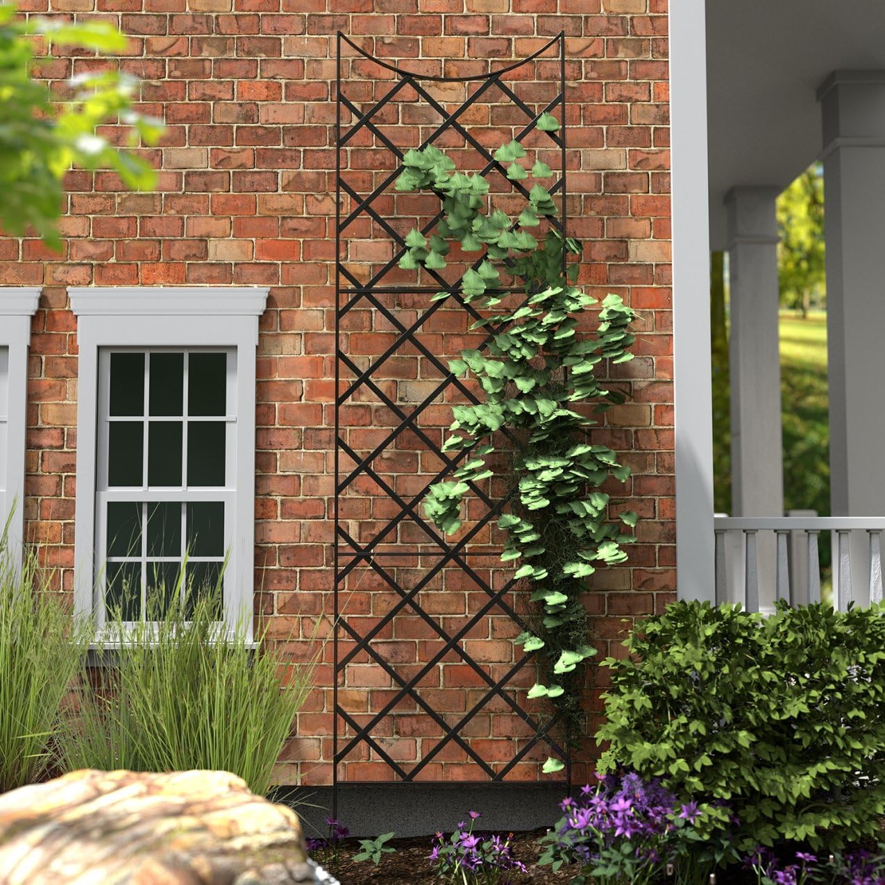 Panacea 89655 Giant Trellis, Includes Wall-Mounting Brackets, Steel, 108-Inch Height by 30-Inch Width, Black