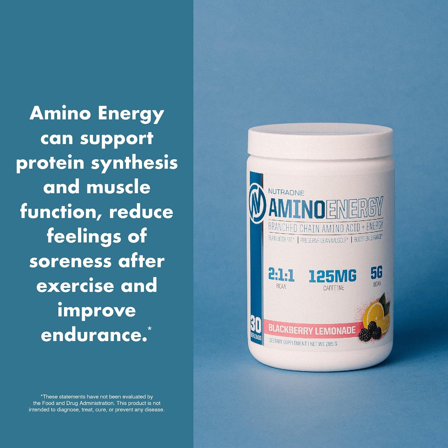 NutraOne Amino Energy BCAA Powder Pre-Workout Supplement with Caffeine Branched Chain Amino Acids to Help Fuel and Recover* (Strawberry Watermelon