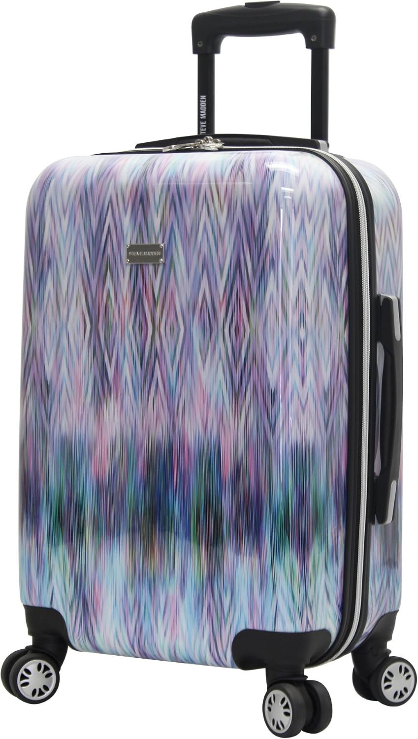 Steve Madden Luggage Collection - 3 Piece Hardside Lightweight Spinner Suitcase Set - Travel Set includes 20 Inch Carry On, 24 inch and 28 Inch Checked Suitcases (Diamond)