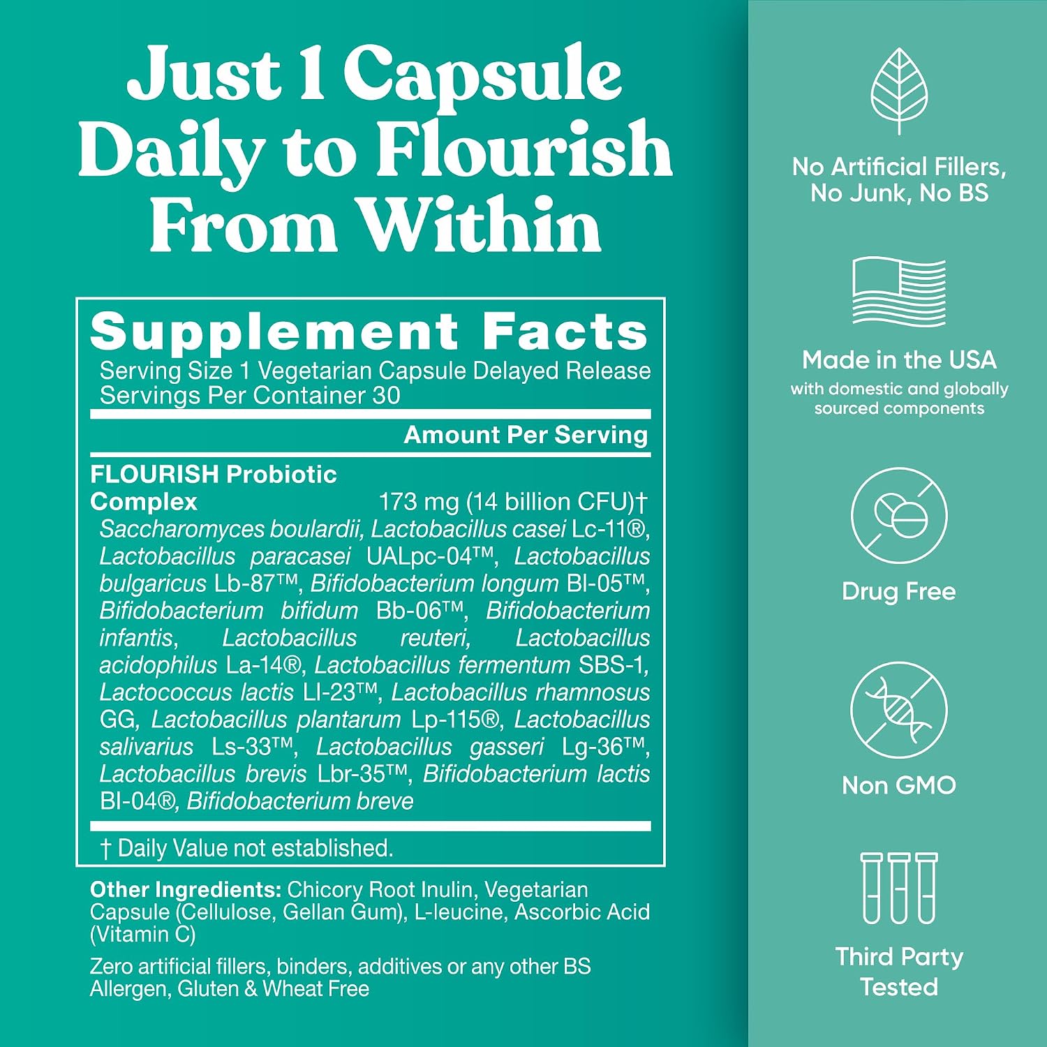 Probiotics + Prebiotics for Women's Vaginal Health, 30 Vegan Capsules | 18 clinically proven strains & 14 billion CFU to support gut