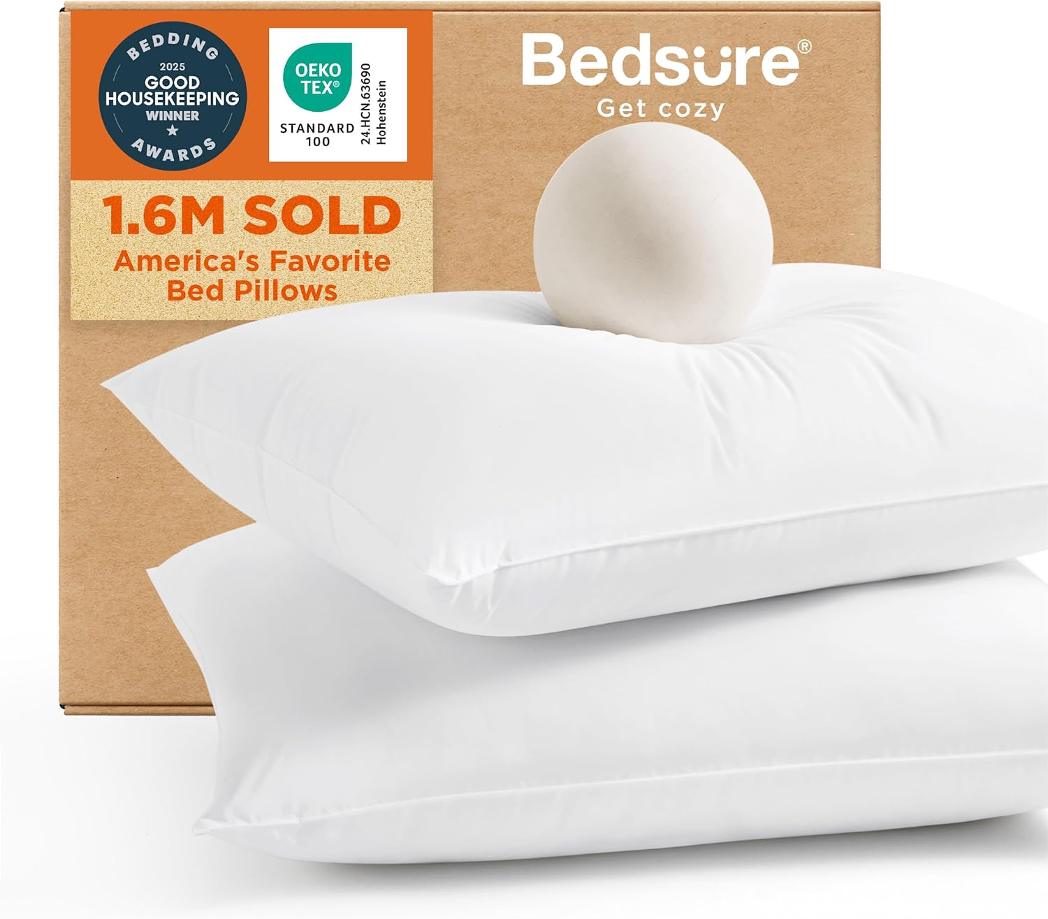 Bedsure Pillows Queen Size Set of 2 - Hotel Collection Bed Pillows for Sleeping, with Down Alternative Filling, Soft Support for Back