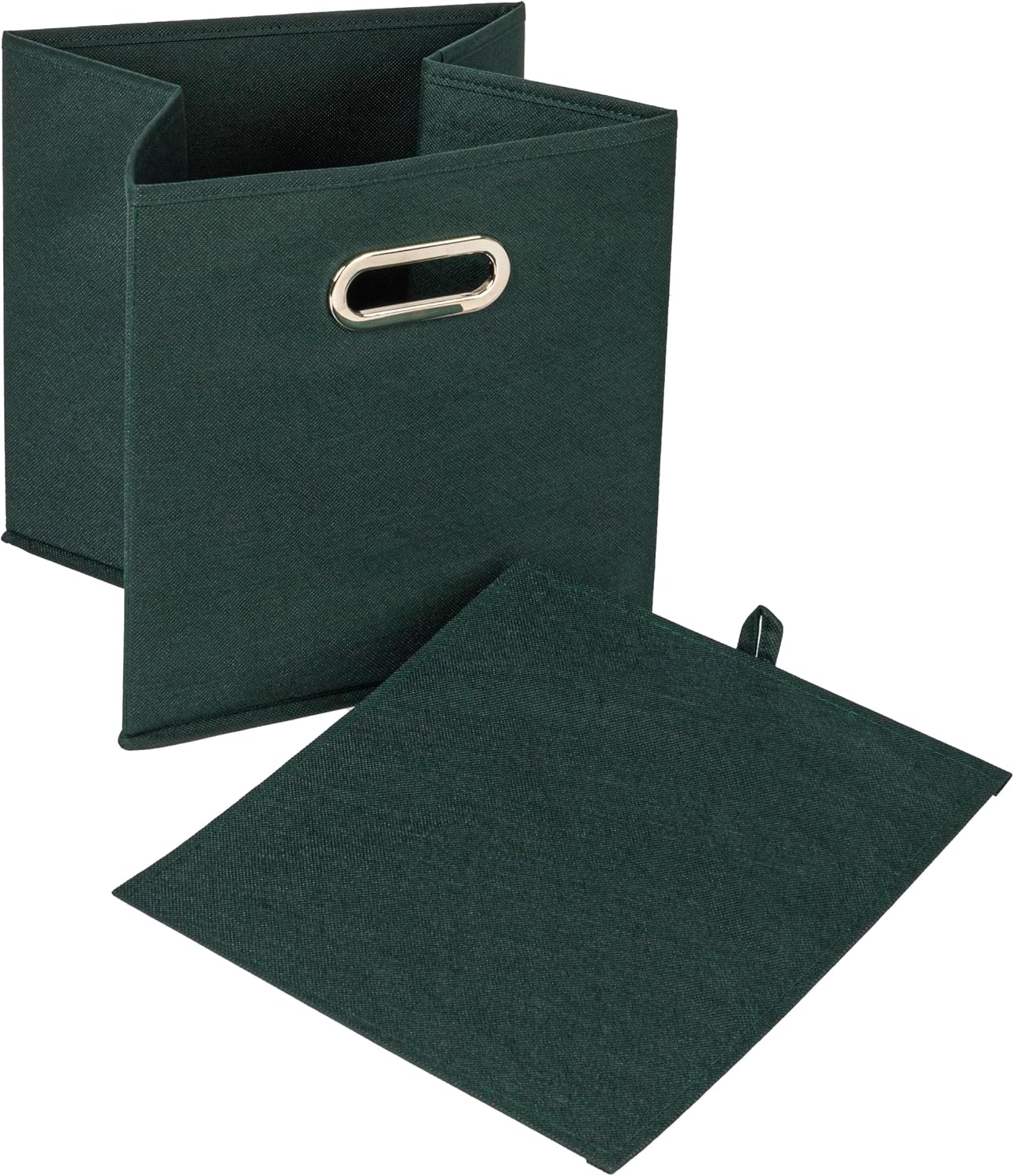 Household Essentials Fabric Storage Bins 6 Piece Set, Strong Poly-Woven Fabric, Sturdy Chipboard Sides, Grommet Front Handle, Stackable and Foldable, Classic Design, Navy