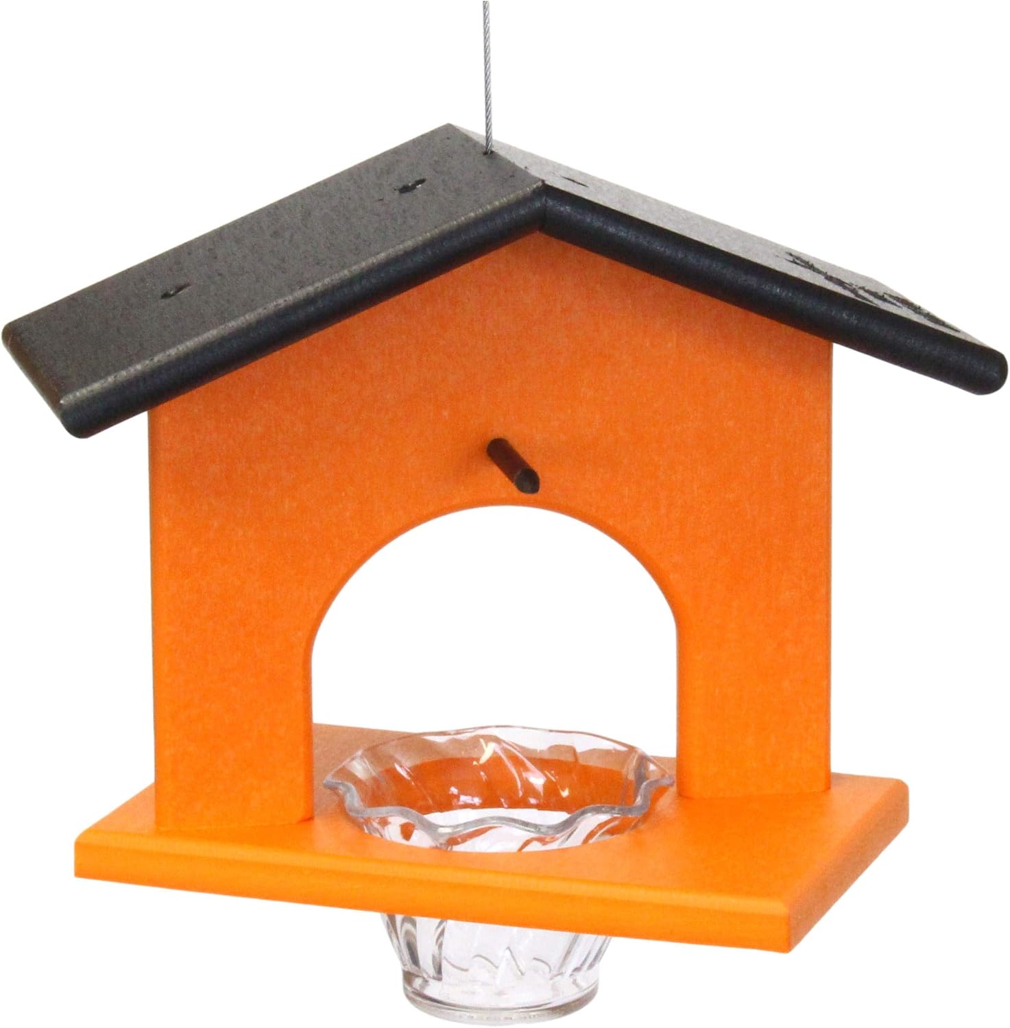 Oriole Bird Feeder, Poly Lumber Hanging Oriole Jelly Feeder (Black/Orange)