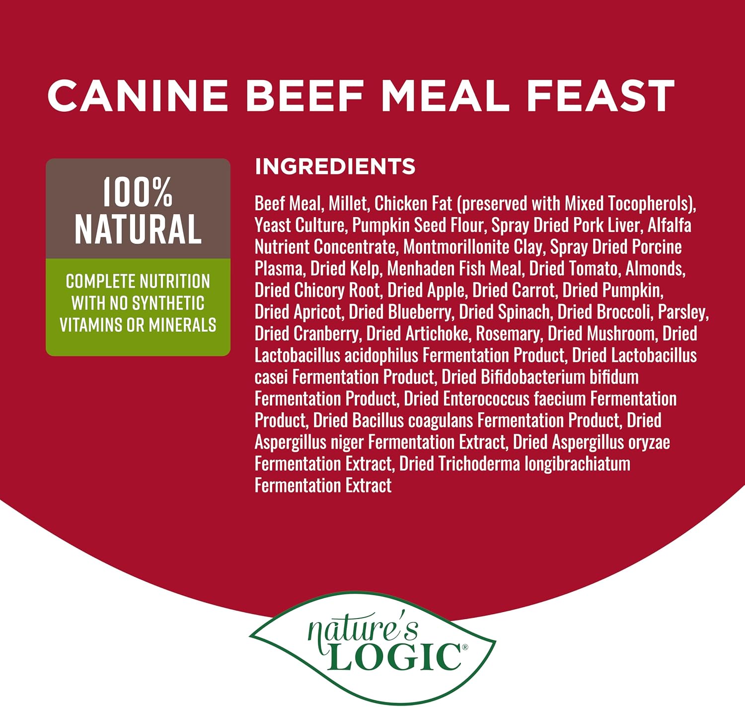 NATURE'S LOGIC Dry Dog Food - Beef Meal Feast Dry Kibble, 13 lb