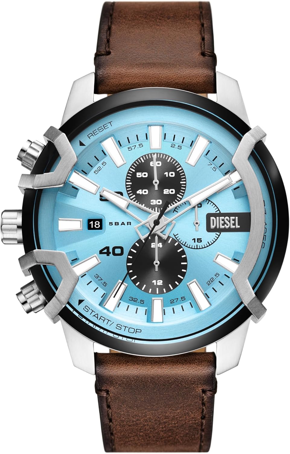 Diesel Men's Griffed Watch, Stainless Steel Chronograph Watch for Men