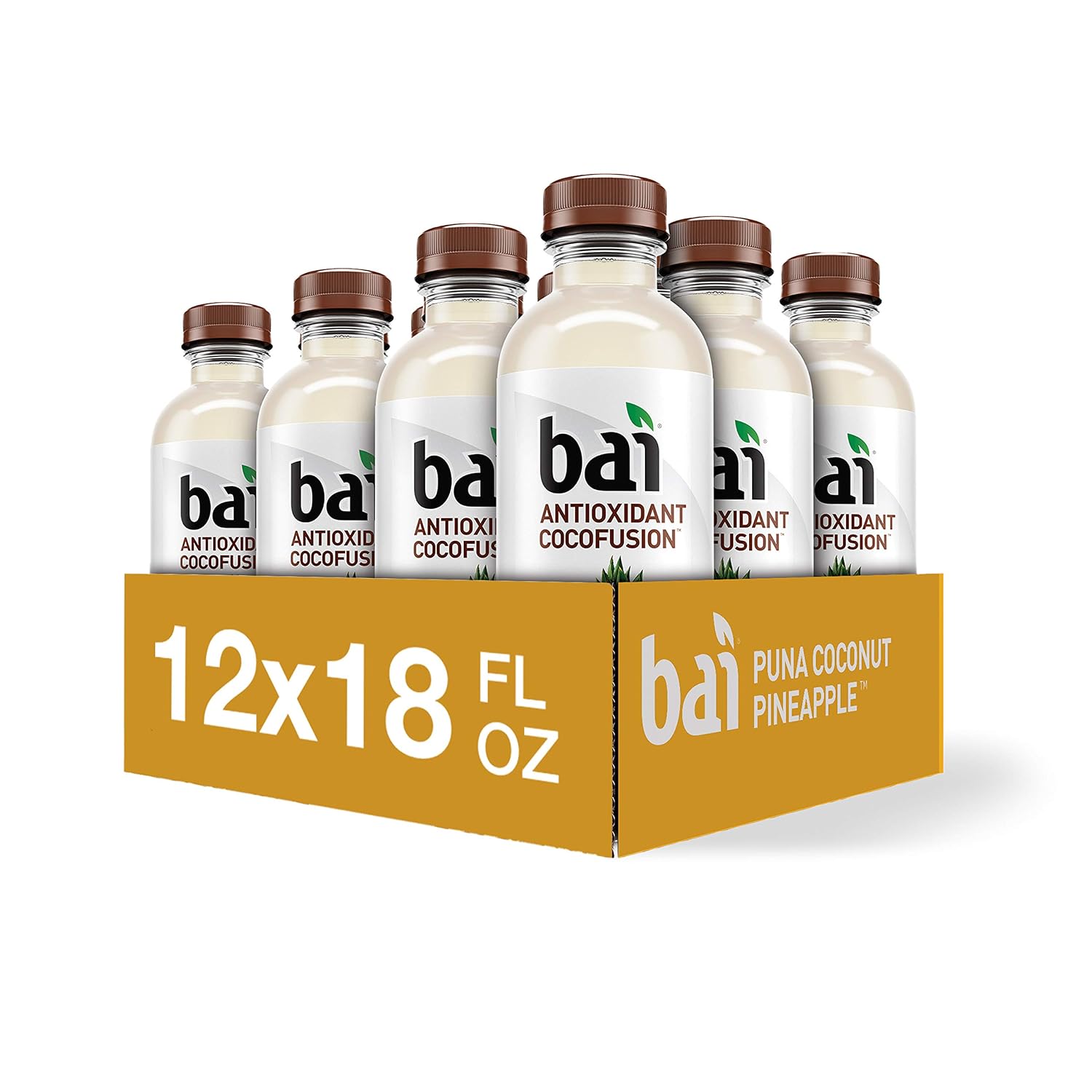 Bai Coconut Flavored Water, Puna Coconut Pineapple, Antioxidant Infused Drinks, 18 Fluid Ounce Bottles, 12 Count