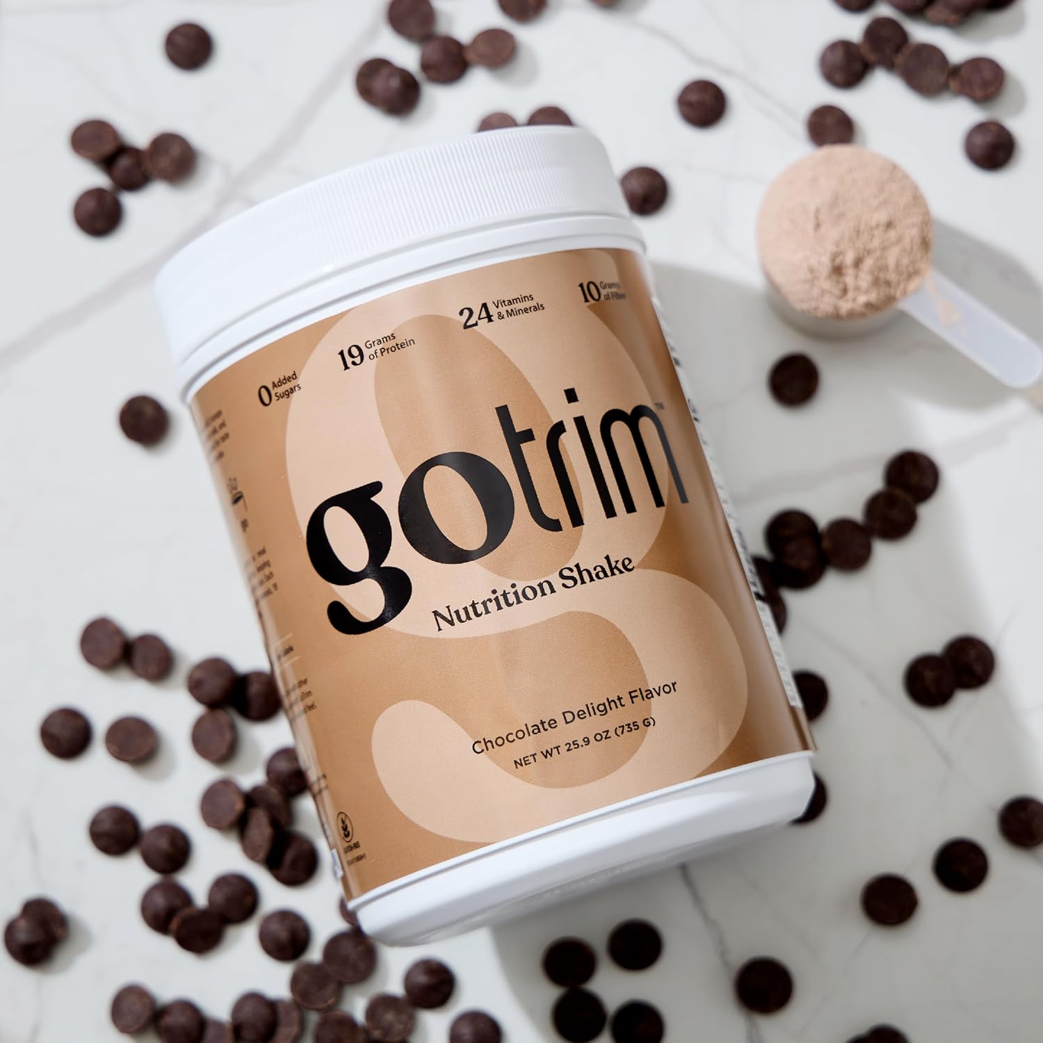 GoTrim Nutrition Shakes - Creamy Vanilla, High Protein, Meal Replacement Shake with 19g Protein & 10g Fiber, Ready to Drink, Gluten-Free, No Added Sugar, 14 Servings
