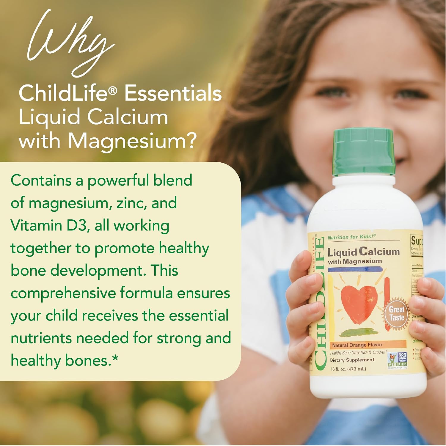 ChildLife Essentials Liquid Calcium Supplement for Kids, 16 fl Oz (2 Pack) | Baby & Toddler Calcium, Magnesium, Zinc, Vitamin D 3, Orange Flavor, Supplement, Liquid, Toddler Kids, Zinc Magnesium