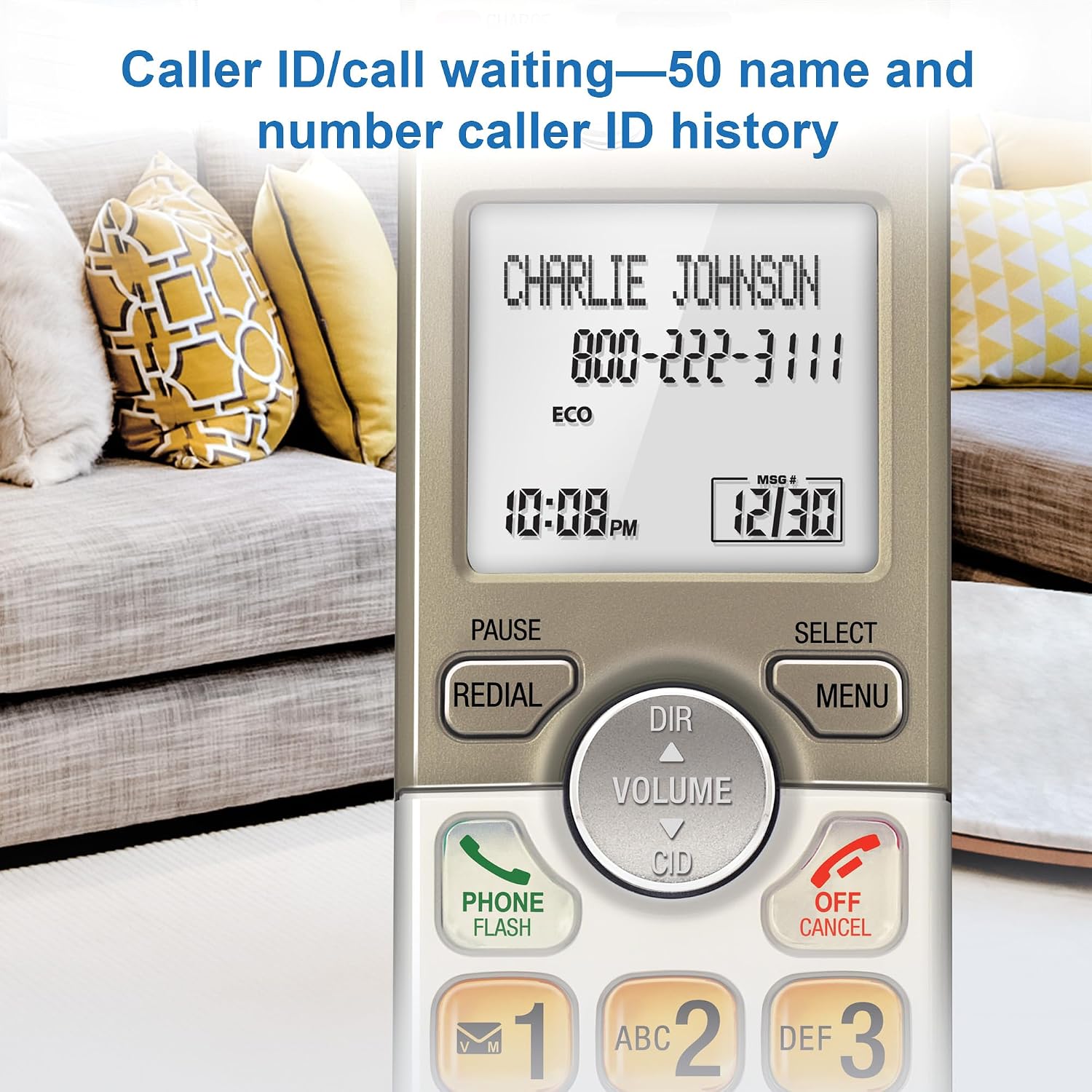 AT&T EL52213 2-Handset Cordless Phone, Light Champagne | Digital Answering System, Extra-Large Backlit Keys, Caller ID/Call Waiting, DECT 6.0, Expandable Speakerphone