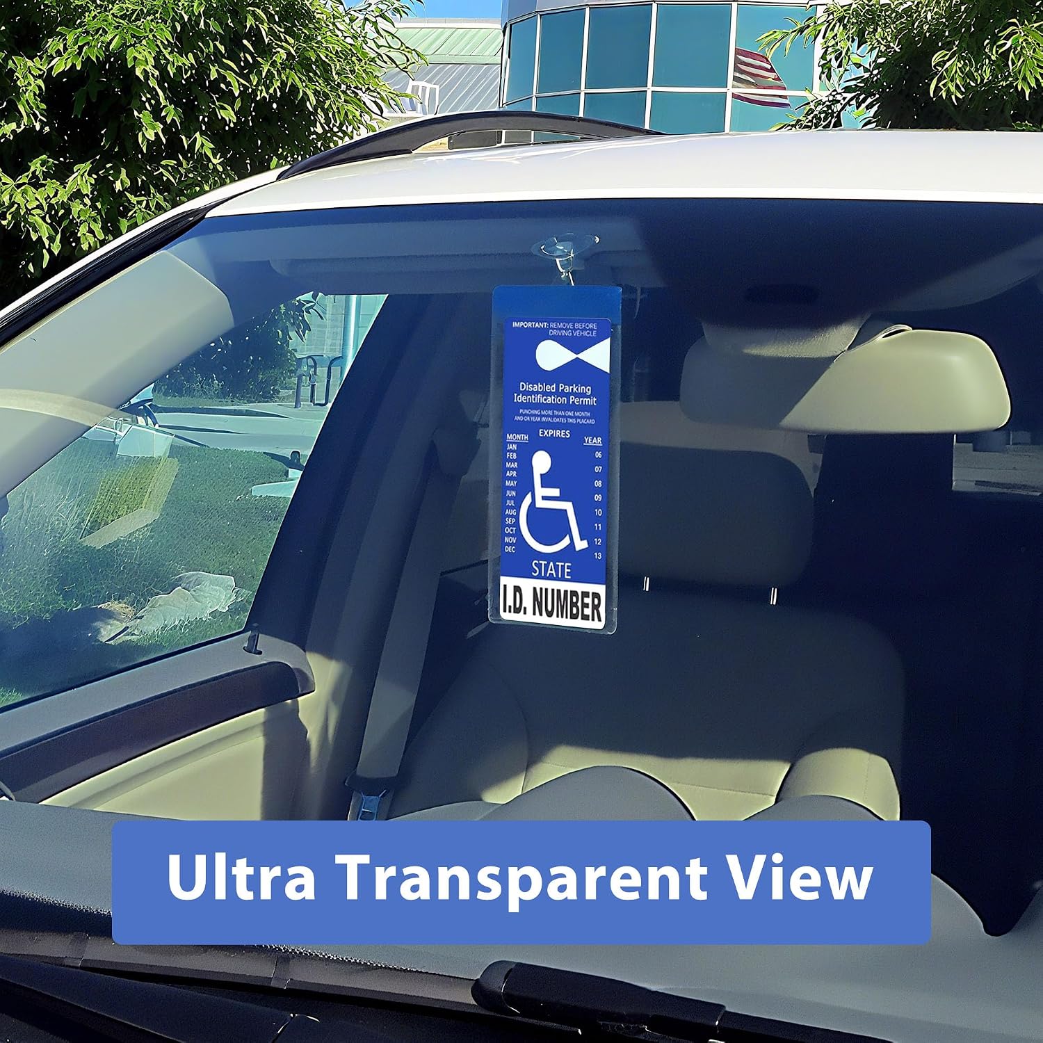 LotFancy Handicap Parking Placard Holder Cover, Disabled Parking Permit with Large Hanger for Autos, Pack of 4