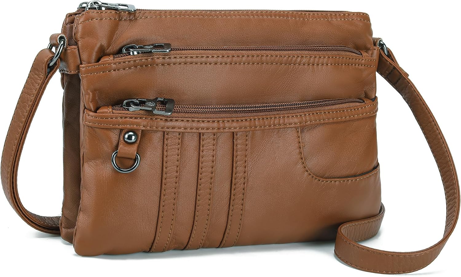 MINICAT Multi Pocket Small Crossbody Purses for Women Everyday Shoulder Bag | Lightweight Organizer, Cross body Bag with Multiple Zipper Pockets, Vegan Leather, Phone Purse for Travel Casual Daily