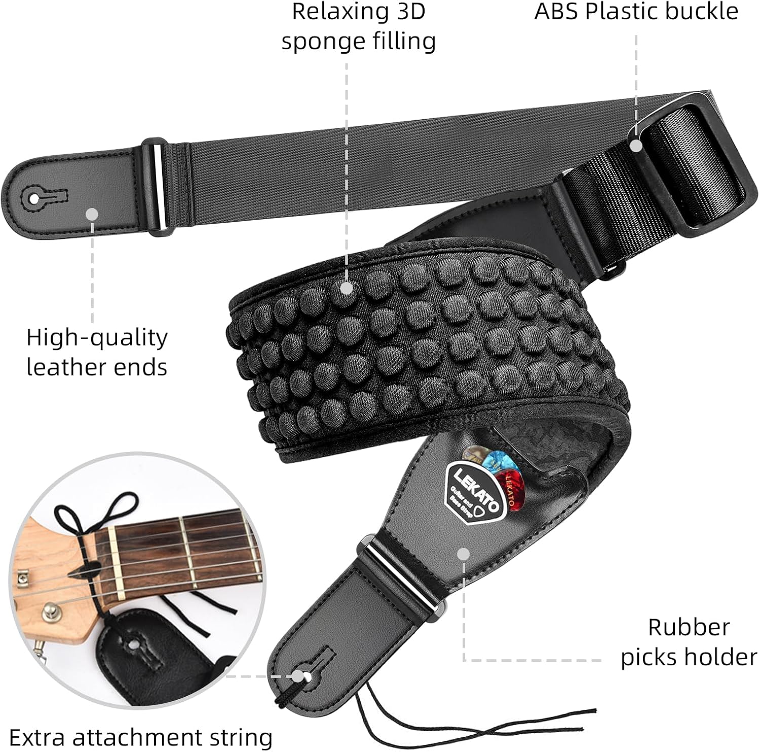 LEKATO Guitar Straps for Electric Guitar Bass