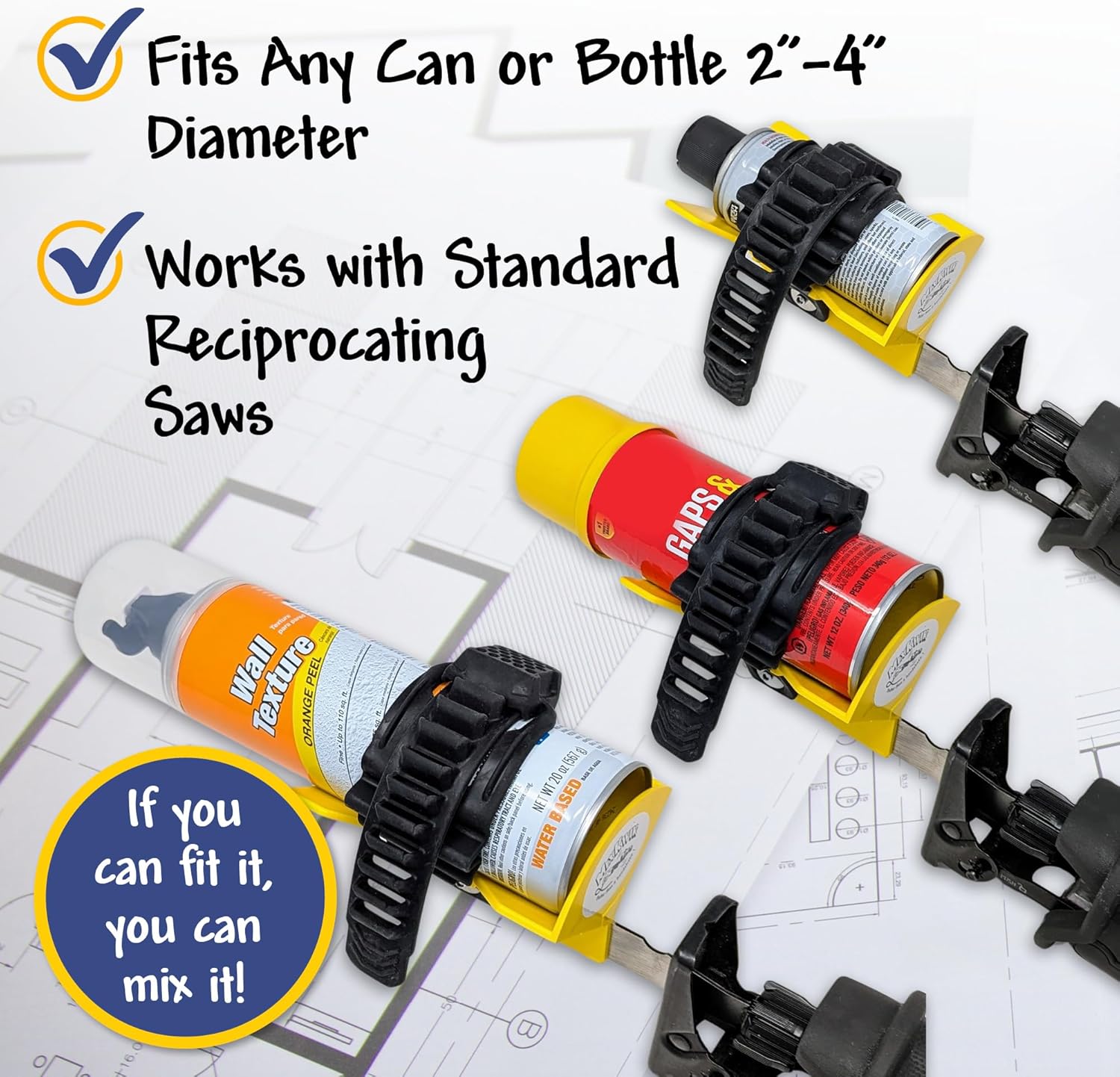 Professional Spray Paint Can Shaker & Mixer, Reciprocating Saw Attachment Fits All Aerosol Sizes, USA Made