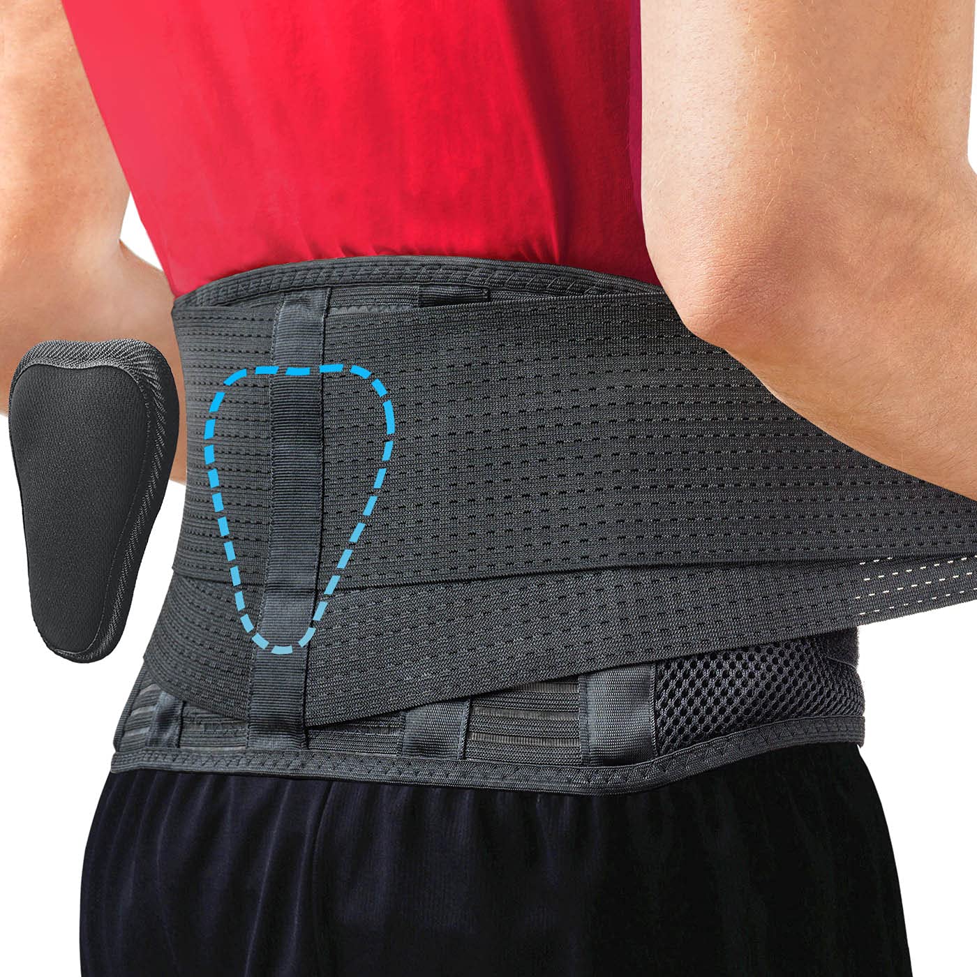 Sparthos Back Brace for Women & Men, Sciatica, Lower Back Pain - Black-L | Herniated Disc & Scoliosis Pain Relief, Adjustable Back Support Belt, Lumbar Pad, Breathable Mesh for Work & Heavy Lifting