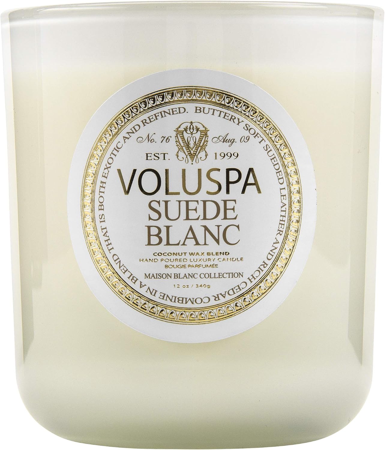 Voluspa Suede Blanc Classic Maison Candle, 100 Hour 12 oz