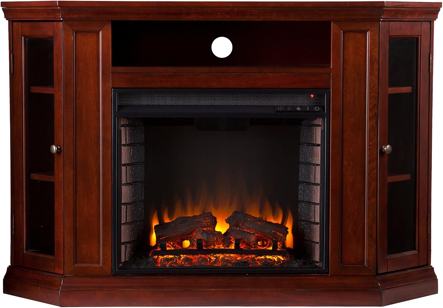 SEI Furniture Claremont Convertible Corner Electric Fireplace Media Stand with Storage, Black