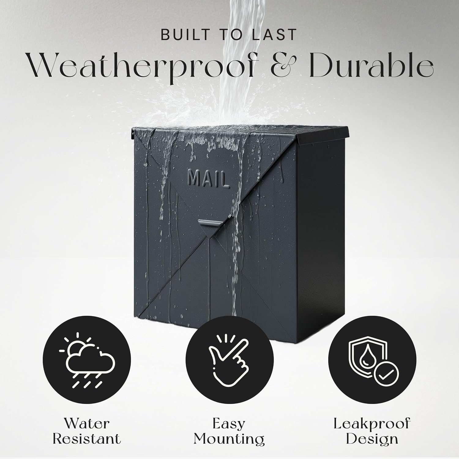 NACH Mailboxes for Outside Wall Mount, 10 x 10 x 4 inch Black Mailbox, Waterproof Mailboxes for Outside - Chicago Style Mail Box