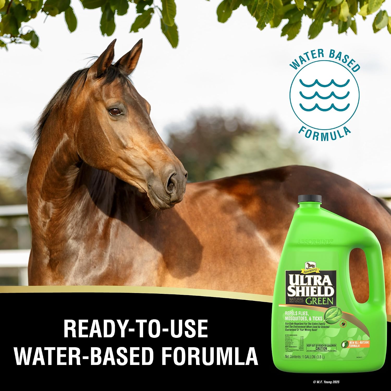 Absorbine UltraShield Green Natural Insect Repellent, 128 fl oz Gallon | Use on Horses & Dogs, Botanical Essential Oils, Daily Use, Repels 70+ Species Including Flies, Mosquitoes, Gnats & Ticks