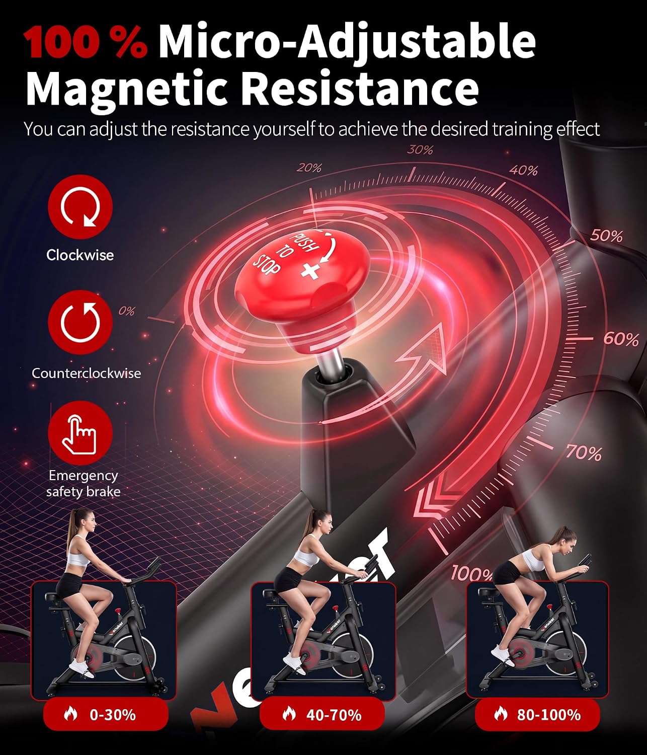 Wenoker Exercise Bike for Home, Magnetic Stationary Bike with App Sync, Indoor Cycling Bike with Adjustable Seat & Handlebar, Quiet Belt Drive, LCD Monitor, Tablet Holder & Transport Wheels for Cardio Workout