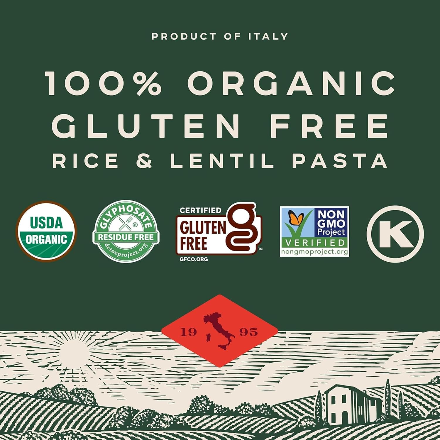 Bionaturae Elbow Pasta Noodles - Gluten Free Pasta Organic, Rice & Lentil Pasta, Kosher Certified, High Protein, Non-GMO Verified, USDA Certified, Gluten Free Pastas, Crafted in Italy - 12 Oz, 3 Pack