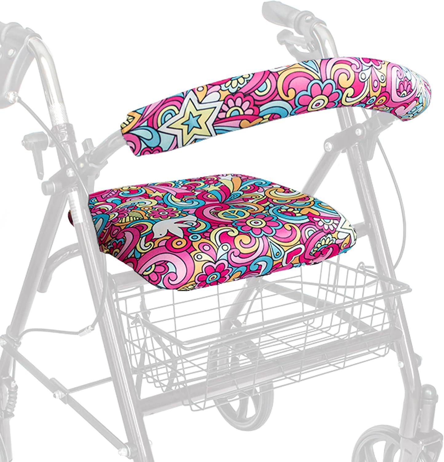 Top Glides Playful Purple Universal Rollator Walker Seat and Backrest Covers (Purple)