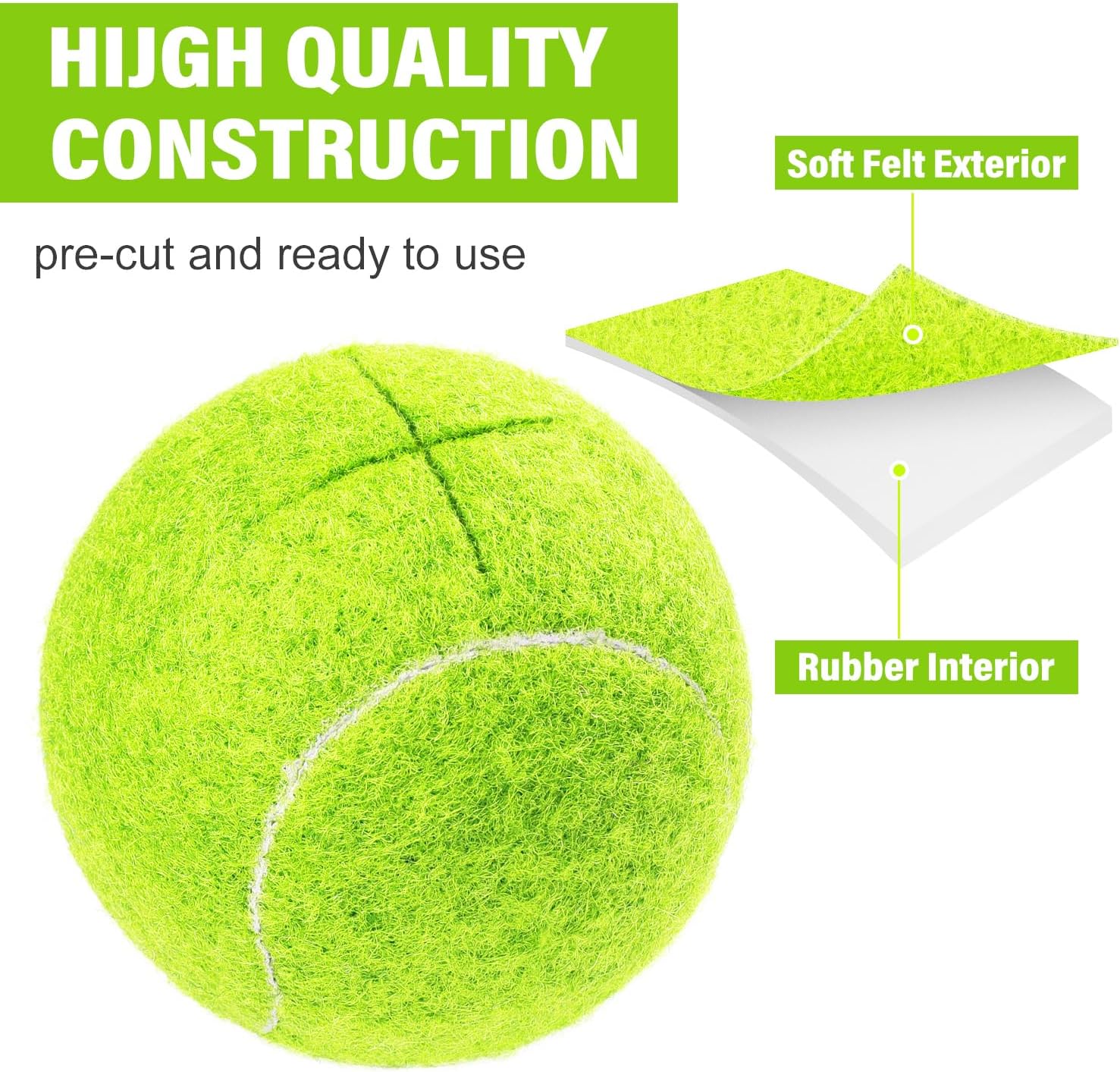 URBEST Walker Tennis Balls 4pcs Precut Heavy Duty Tennis Balls for Walkers