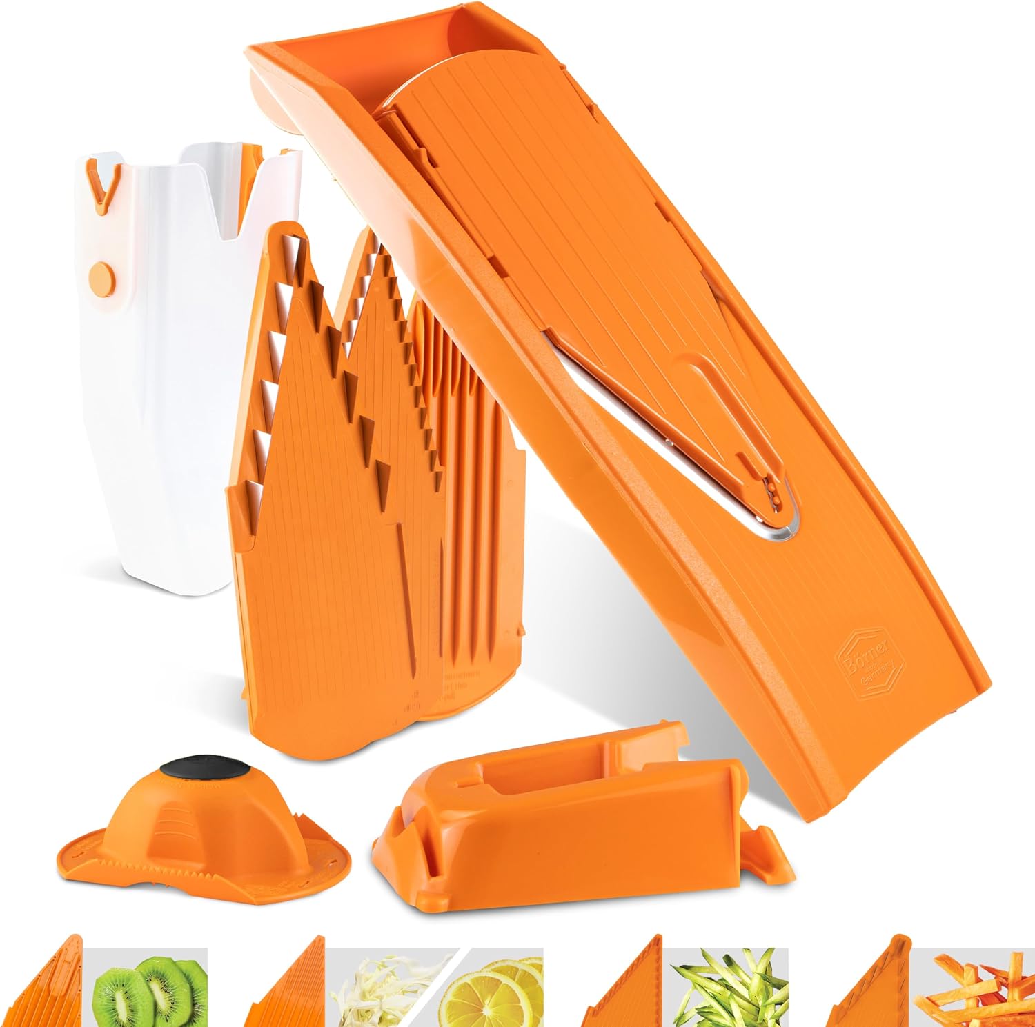 BORNER V Mandoline Slicer Kitchen V1 ClassicLine Starter Set | Vegetable Grater Börner - Quality Made in Germany, Color:Orange