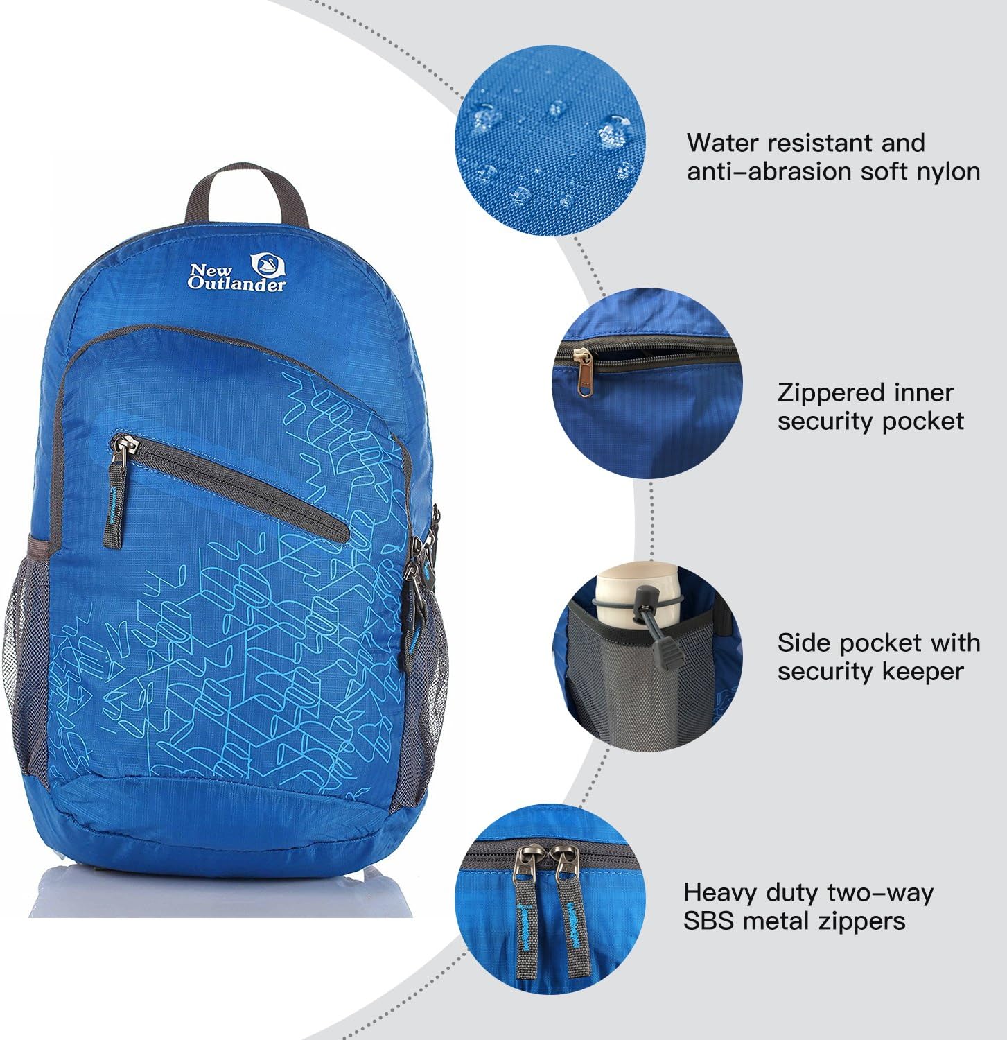 Packable Handy Lightweight Travel Hiking Backpack Daypack-Orange