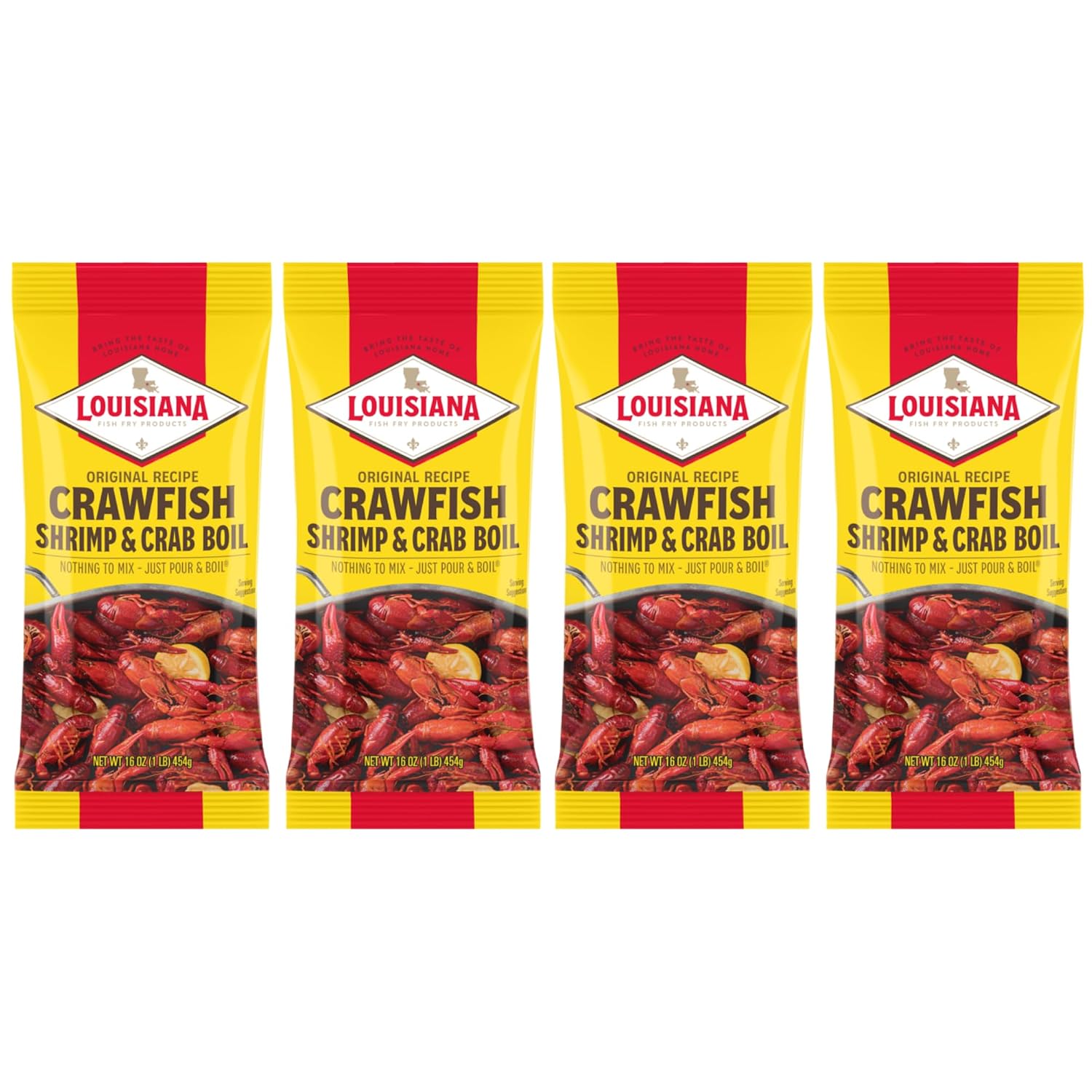 Louisiana Fish Fry Crawfish, Shrimp & Crab Boil Seasoning 16 oz - Pack of 4