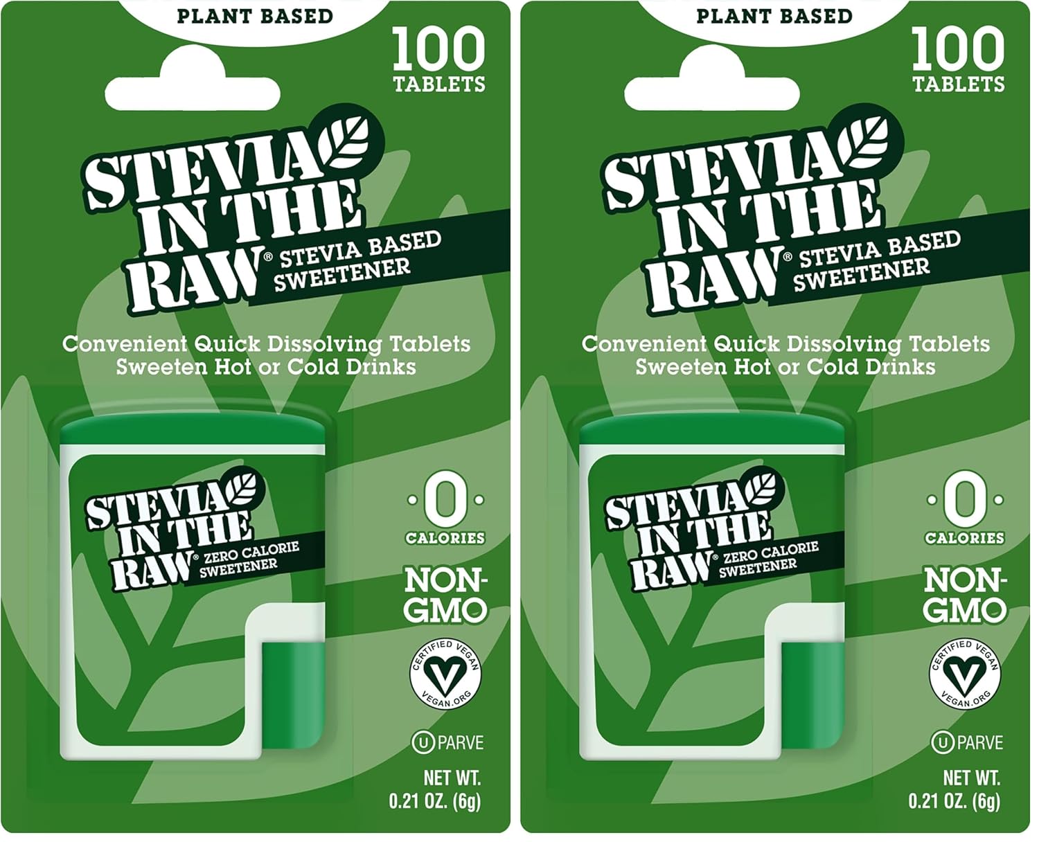 Stevia In The Raw, Stevia Sweetener Tablets, 100 Ct, Zero Calorie | Stevia Sugar Substitute, No Erythritol or Artificial Flavors, Vegan, Gluten Free, Kosher, Low Glycemic Index