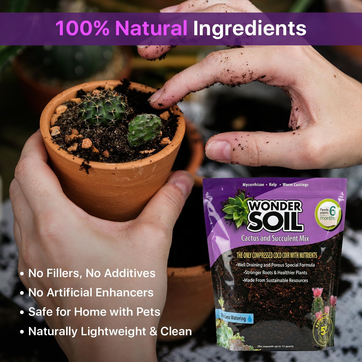 | Organic Cactus & Succulent Soil Mix (12 Quarts) | Fast Draining Living Coco Coir Loaded w/Nutrients | Ready to Plant Indoor/Outdoor Peat-Free