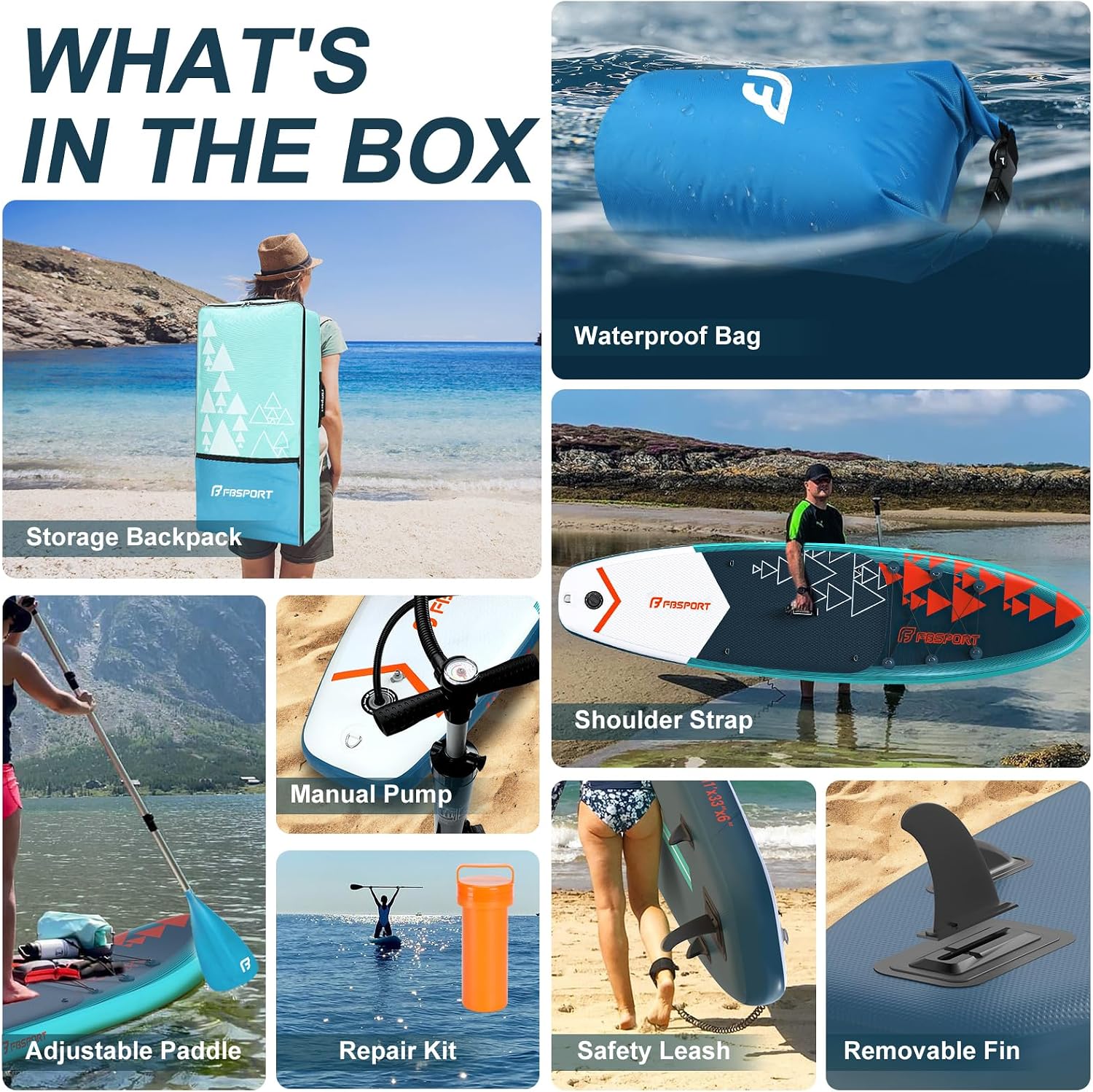 FBSPORT 11' Premium Stand Up Paddle Board, Yoga Board with SUP Accessories & Carry Bag | Wide Stance, Surf Control, Non-Slip Deck, Leash