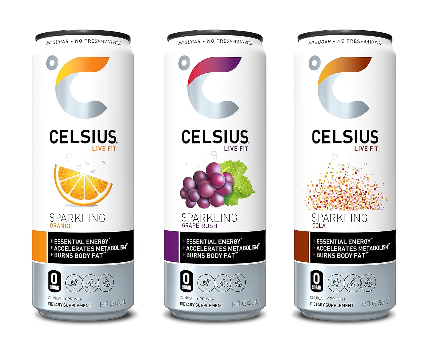 CELSIUS Sparkling Orange, Sugar Free Energy Drink, 12 Fl Oz (Pack of 4)