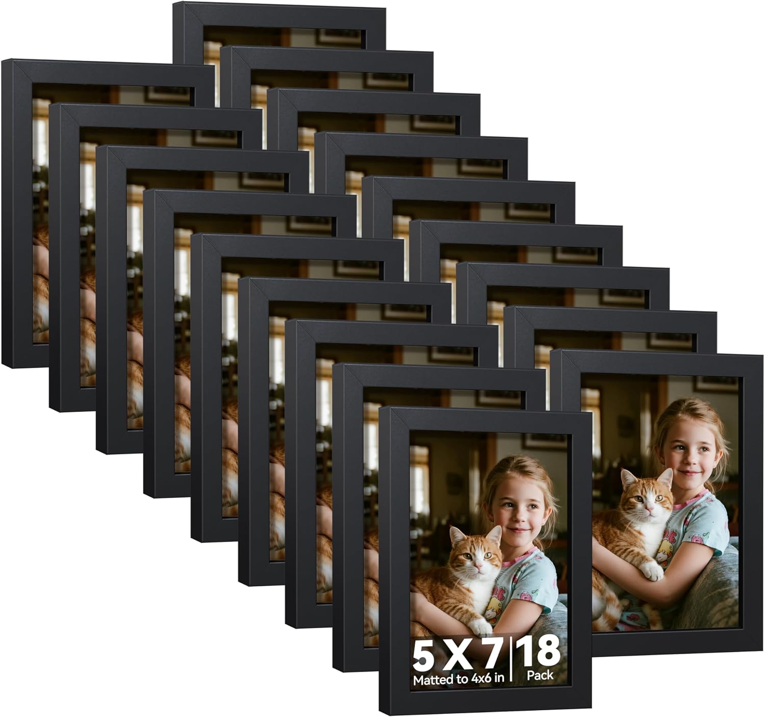 HappyHapi 8x10 Picture Frame Set of 6, Wall or Tabletop Display, White