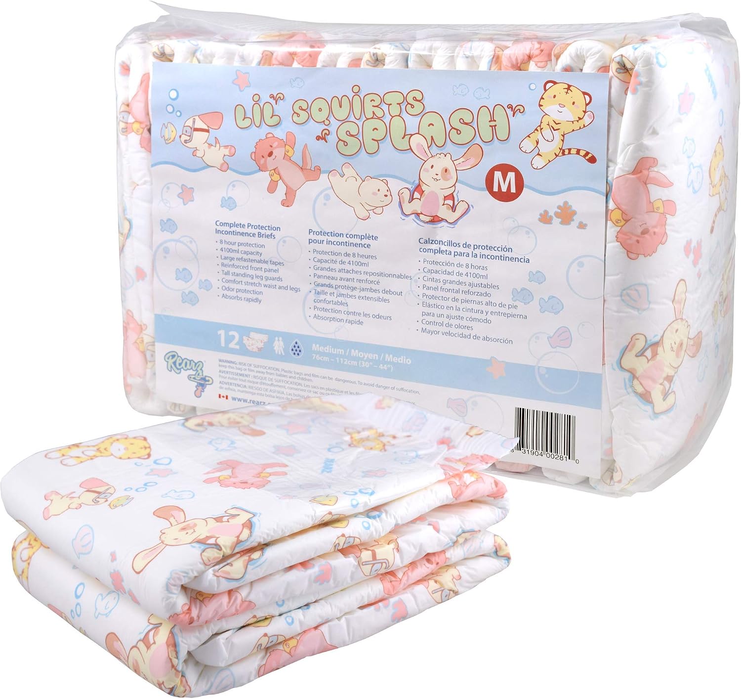 Rearz - Lil' Squirts Splash - Adult Printed Diapers (16 Pack) (Large)