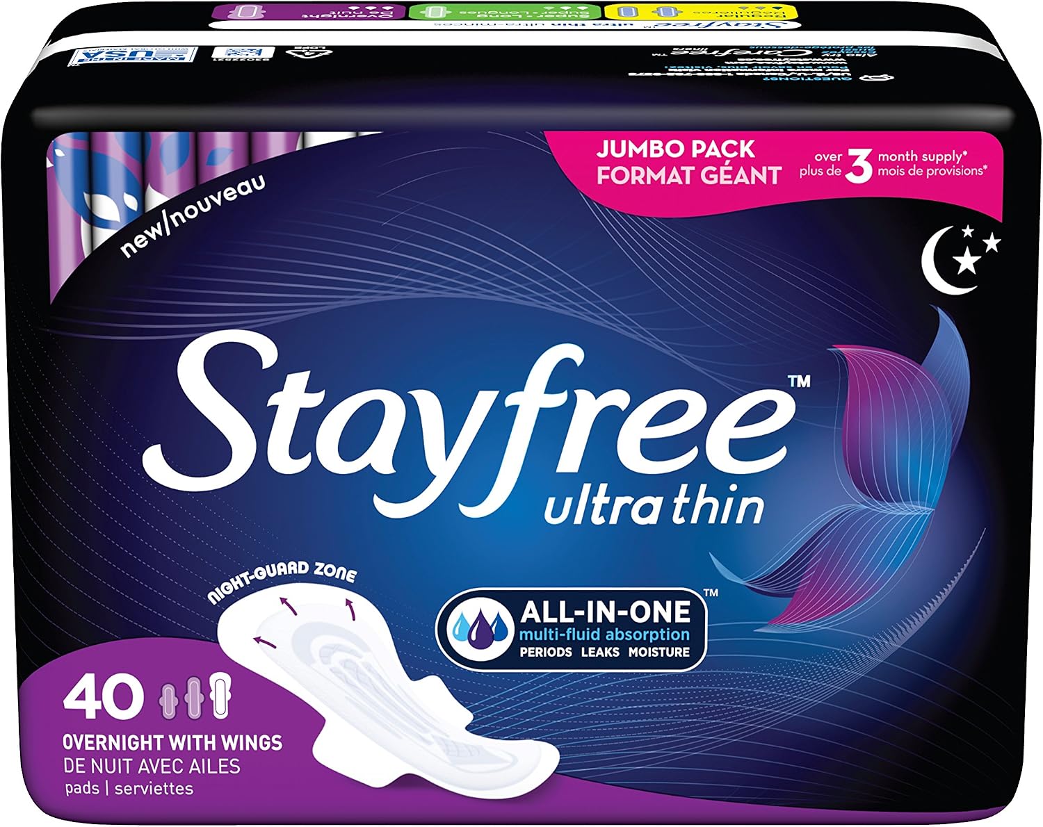 Stayfree Ultra Thin Overnight Pads with Wings - 14 Ct (Pack of 2)