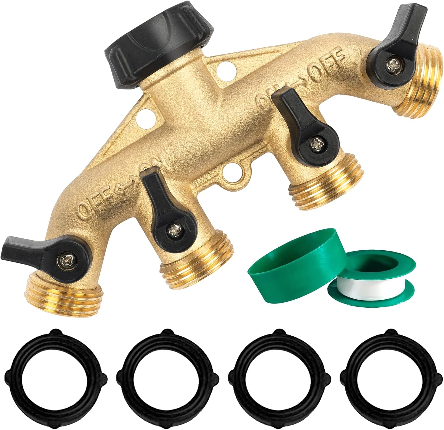 Hourleey Brass Garden Hose Splitter 2 Way, 3/4 Inch Hose Connector Tap Splitter, Hose Y Splitter