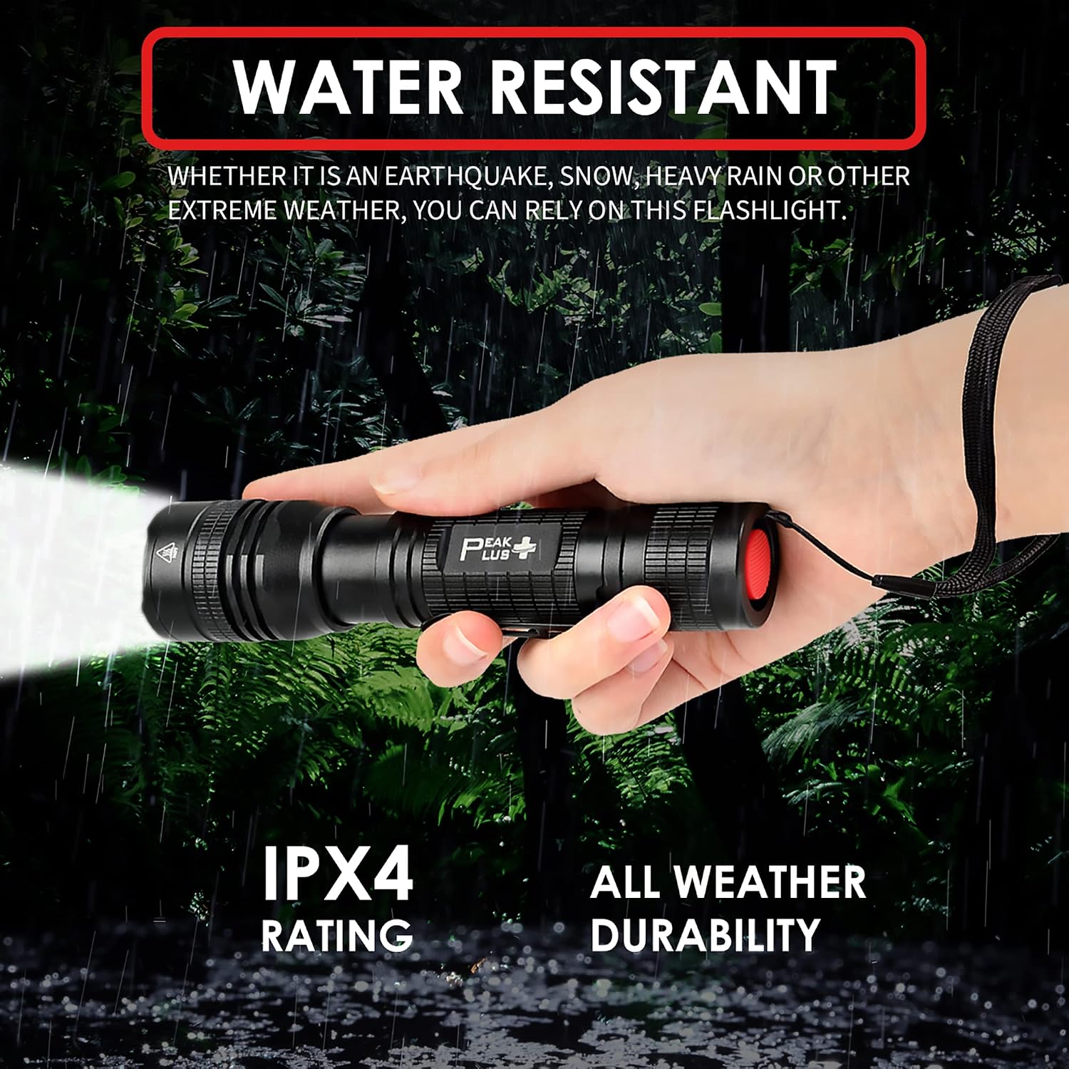 PeakPlus LED Tactical Flashlight PTAC1000 [2 Pack] - Single Mode, High Lumen, Zoomable, Water Resistant, Flash Light - Camping, Outdoor, Emergency