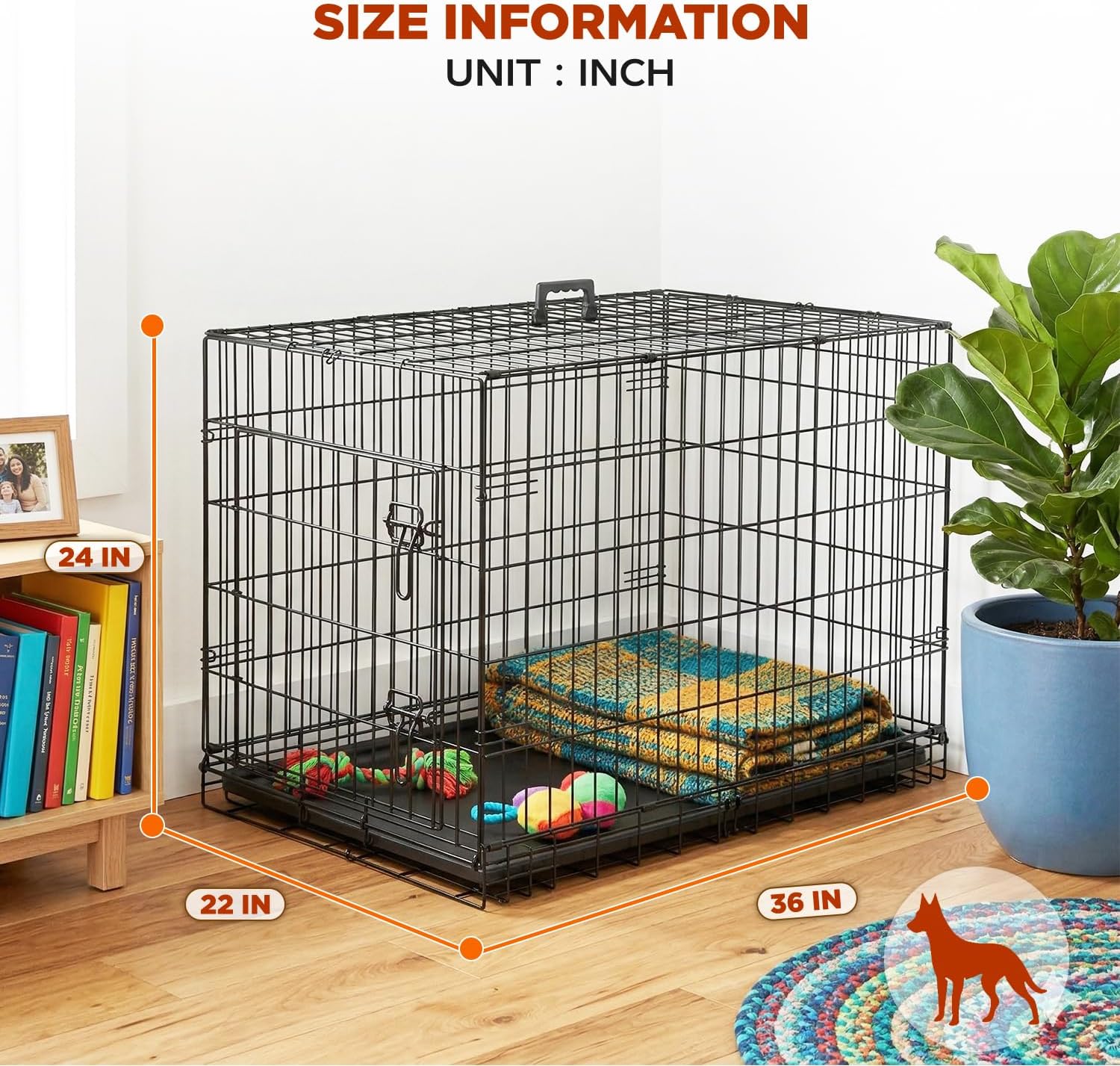 BestPet | Dog Crate | 48" | Black | Foldable Metal Kennel with Double Doors