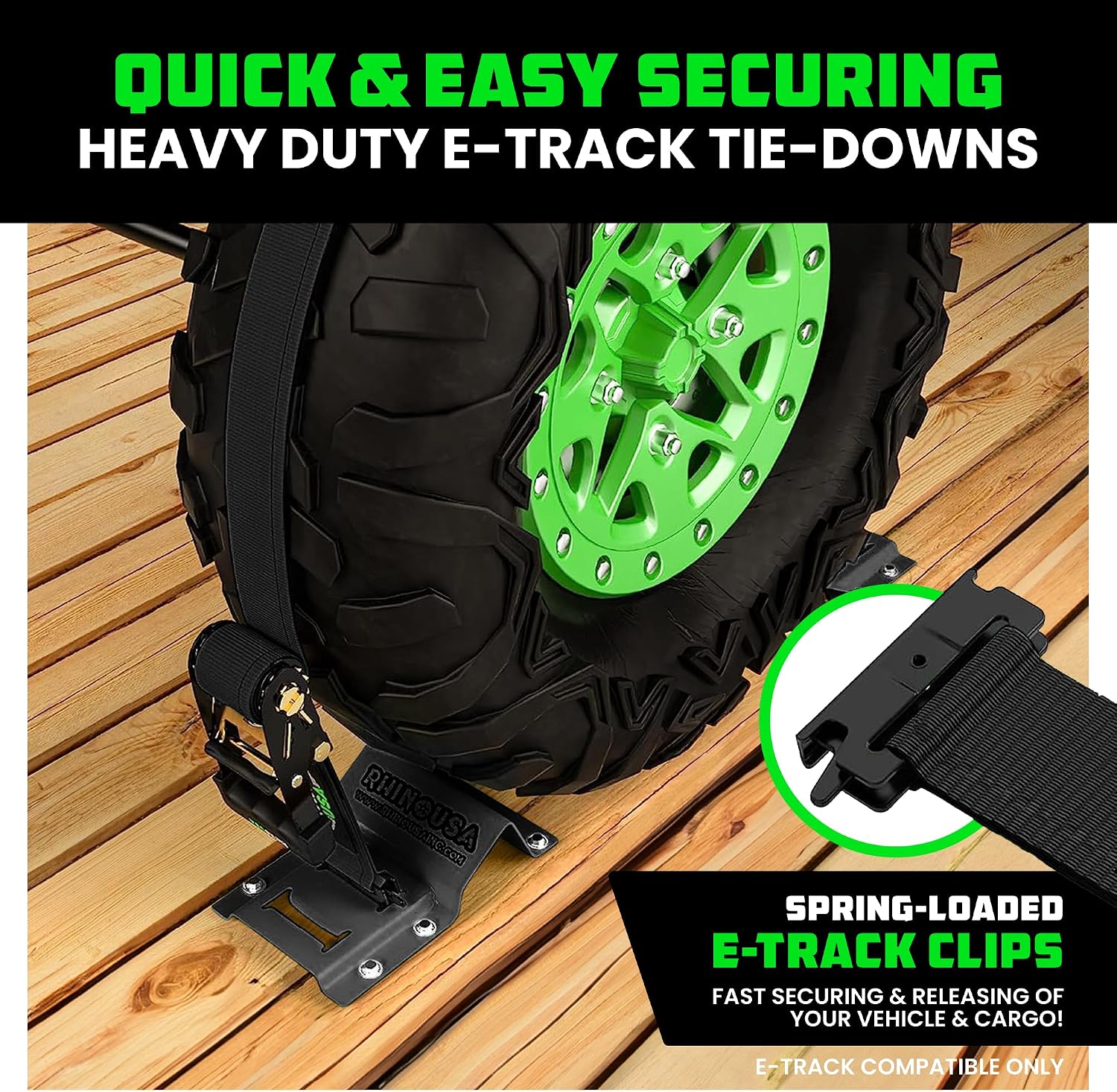 Rhino USA Wheel Chock Tie Down Kit (4,500lb) - 2 Straps & 4 Chocks