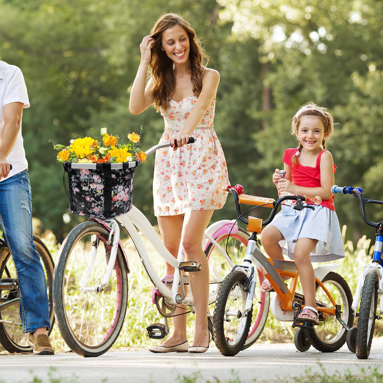 RAYMACE Bicycle Basket Dog Bike Handlebar Basket Front,Folding Detachable Quick Release Easy Install,Cycling Picnic Bag