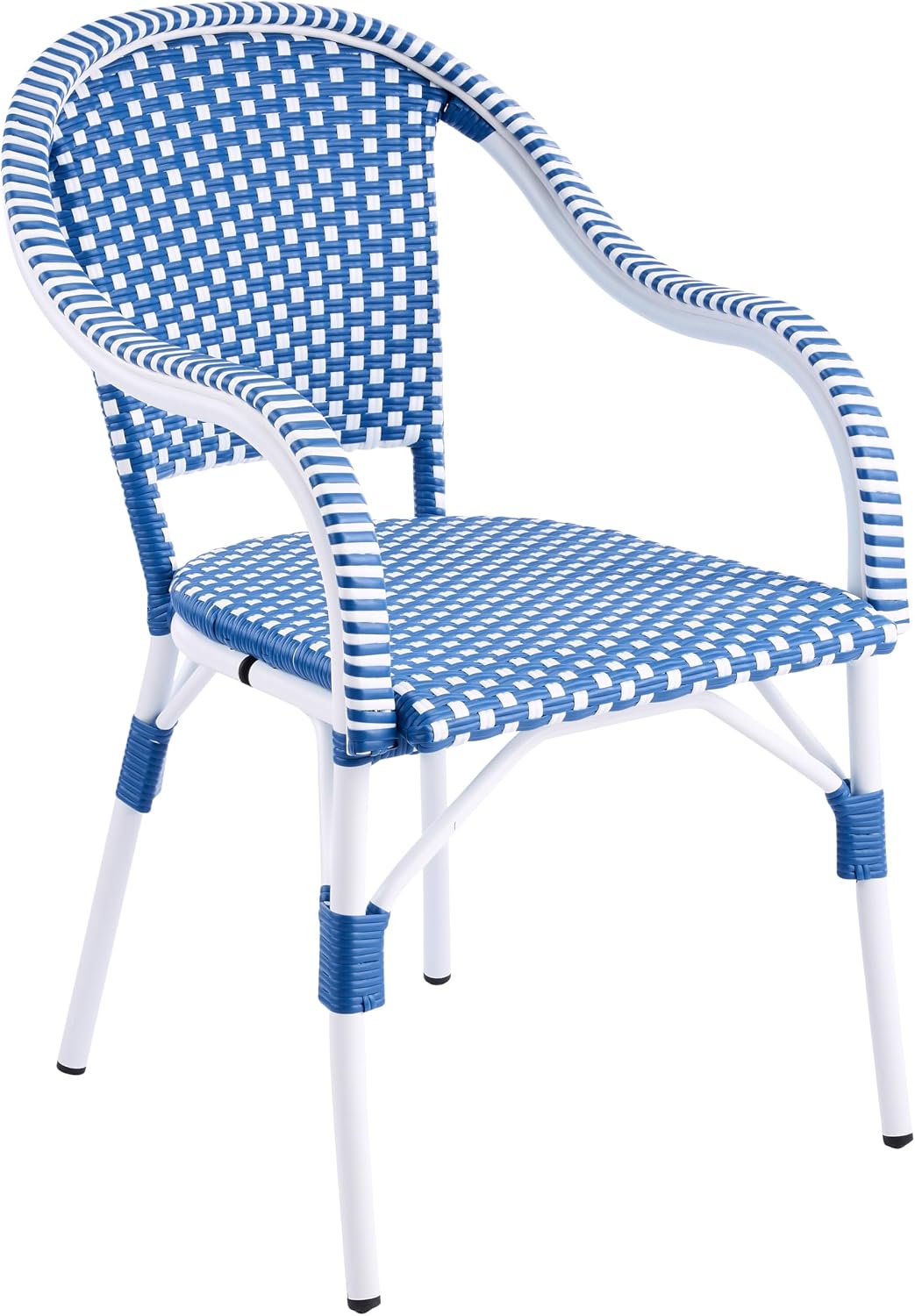 Christopher Knight Home Gwendolyn Outdoor French Bistro Chairs (Set of 4), Black + White + Bamboo Print Finish