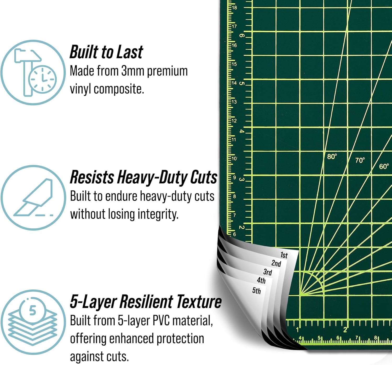 Adir Professional Self Reversible Healing Cutting Mat, 18 by 36-Inch, Green/Black