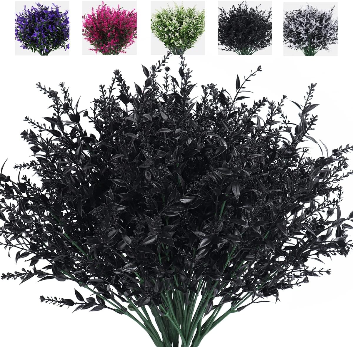 RECUTMS Artificial Greenery Lavender Fake Shrubs Flowers 8 Pcs UV Resistant