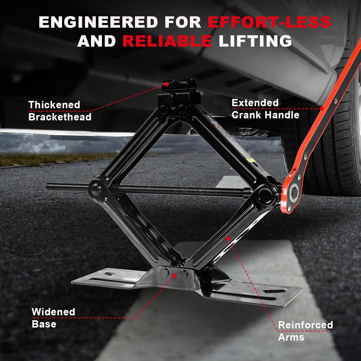 BIG RED T10152 Torin Steel Scissor Lift Jack Car Kit, 1.5 Ton (3,000 lb) Capacity, Red