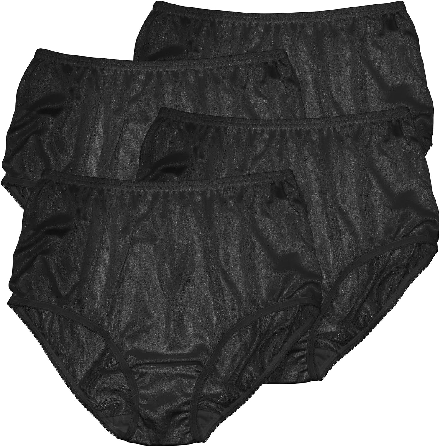 Teri Women's 331 Plain Jane Classic Nylon Silky-Smooth Lightweight Breathable Full Coverage Brief Panty - 4 Pack