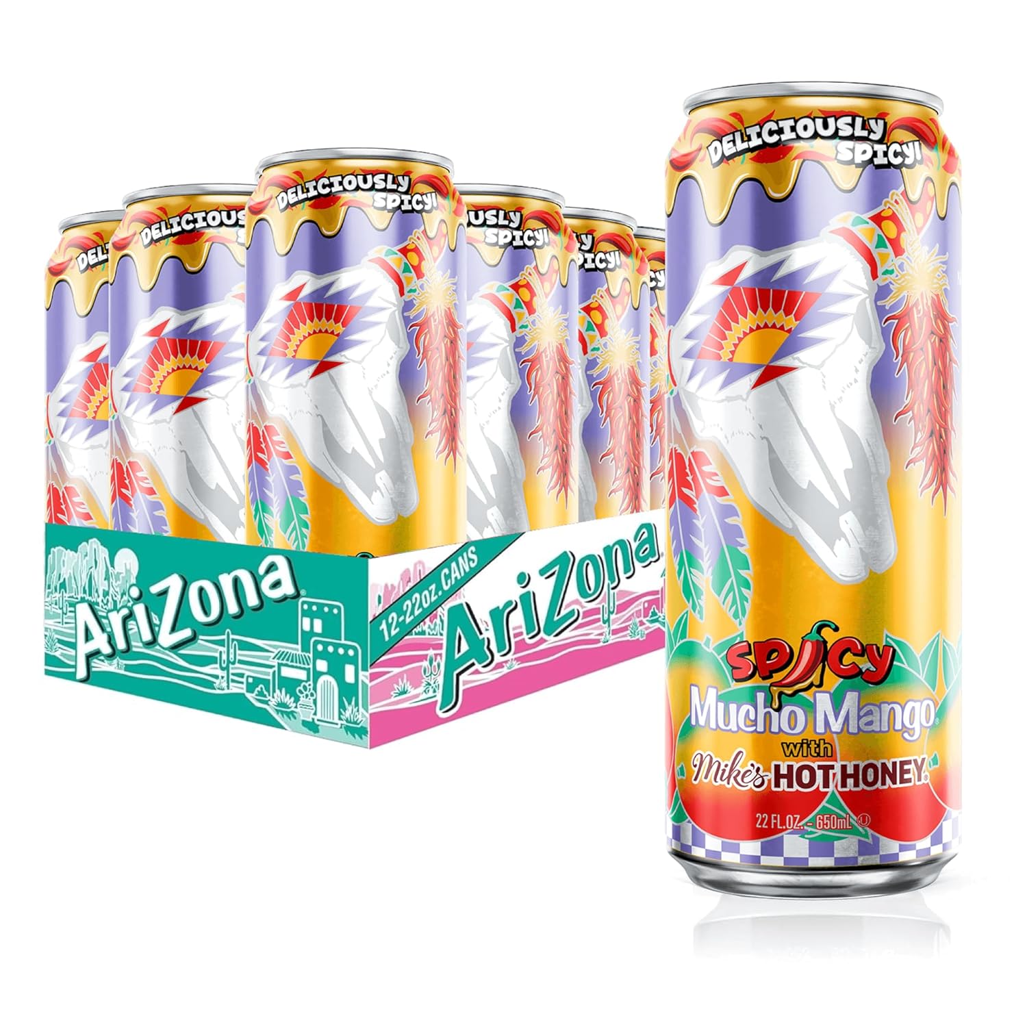 AriZona Mucho Mango | Fruit Juice Cocktail | 22 Fl Oz (12 Pack)